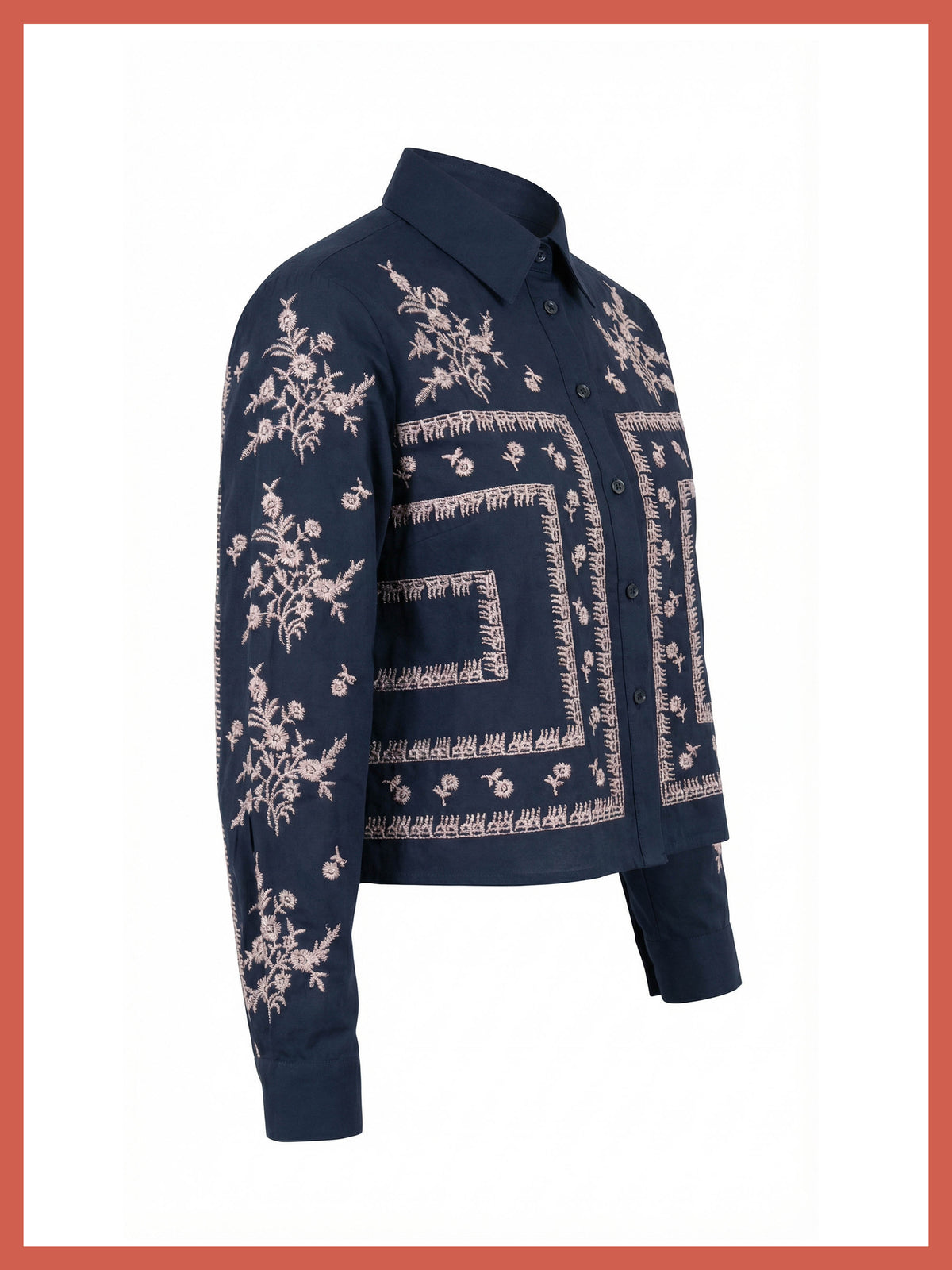 Sienna Embroidered Cropped Shirt In Dark Navy