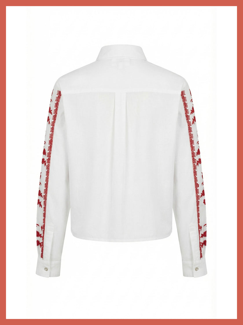 Sienna Embroidered Cropped Shirt In White