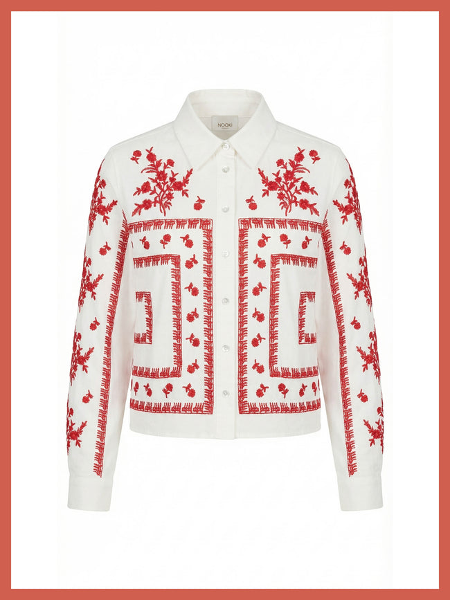 Sienna Embroidered Cropped Shirt In White