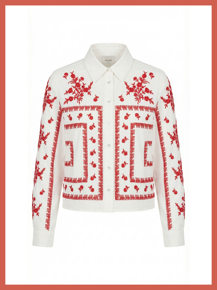 Sienna Embroidered Cropped Shirt In White