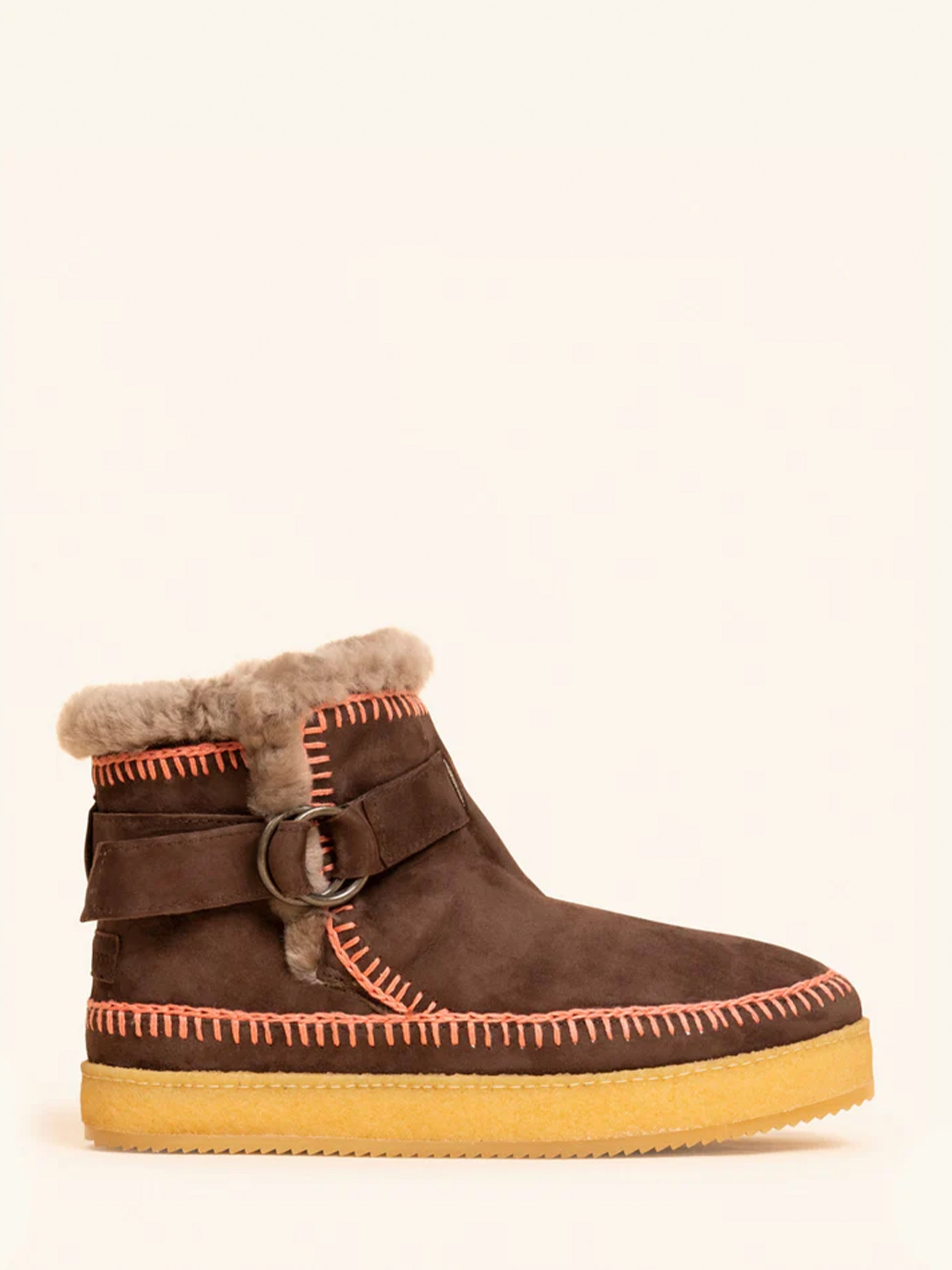 Sion Crochet Crepe Boot - Choc Suede