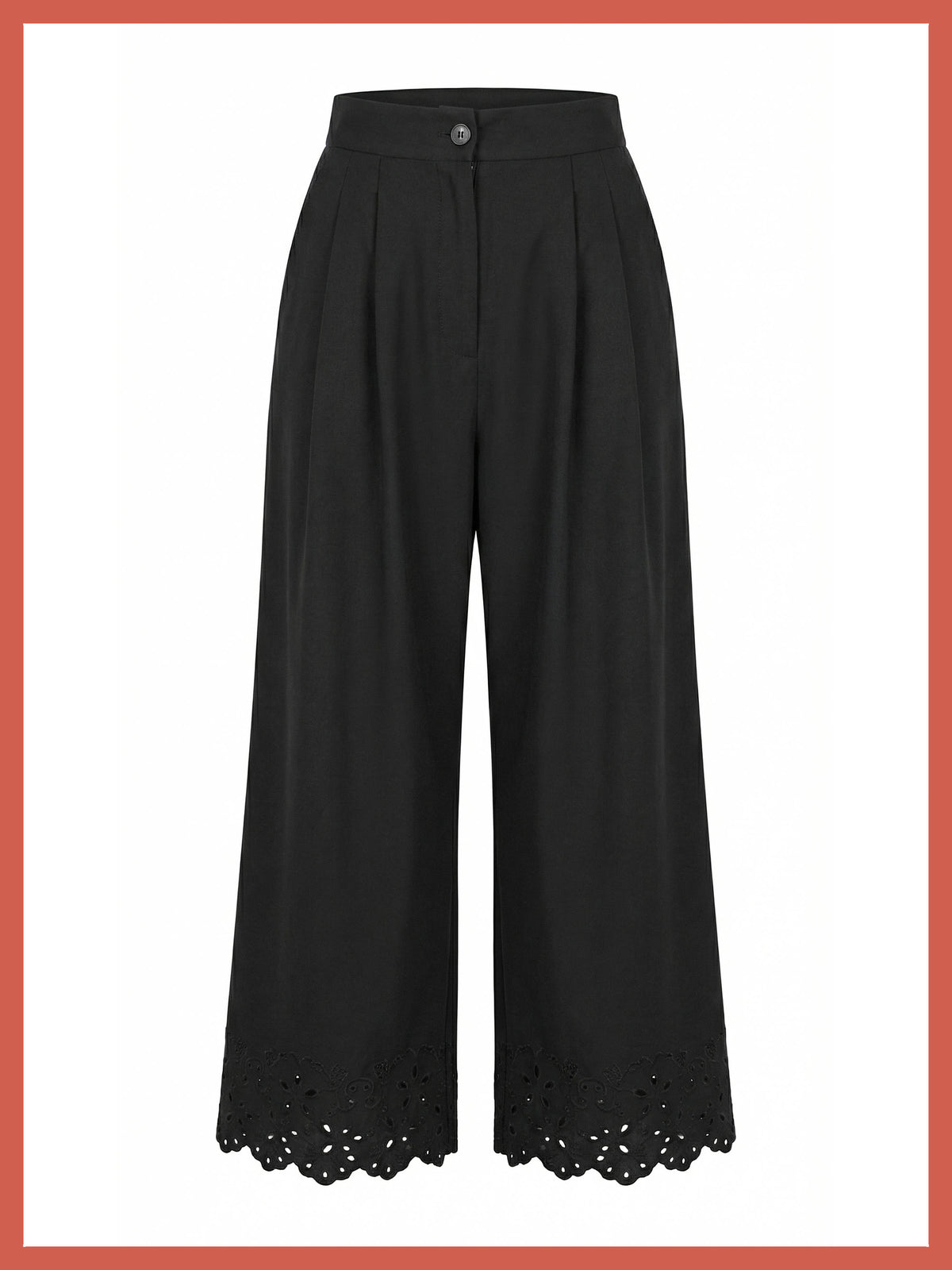 Sirena Embroidered Cutwork Trouser - Black