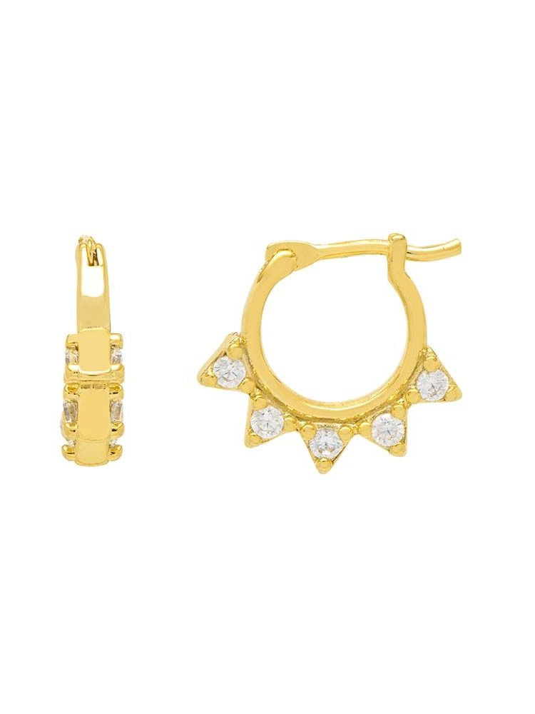 Sun & Stone Hoop Earrings - Gold Plated