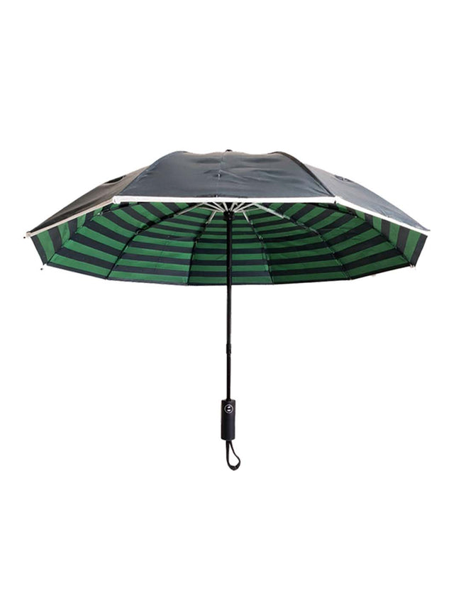 Green striped umbrella for stylish rainy day protection