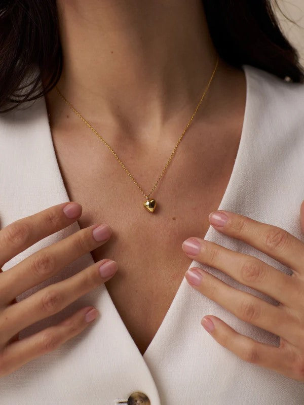 Domed Heart Charm - Gold