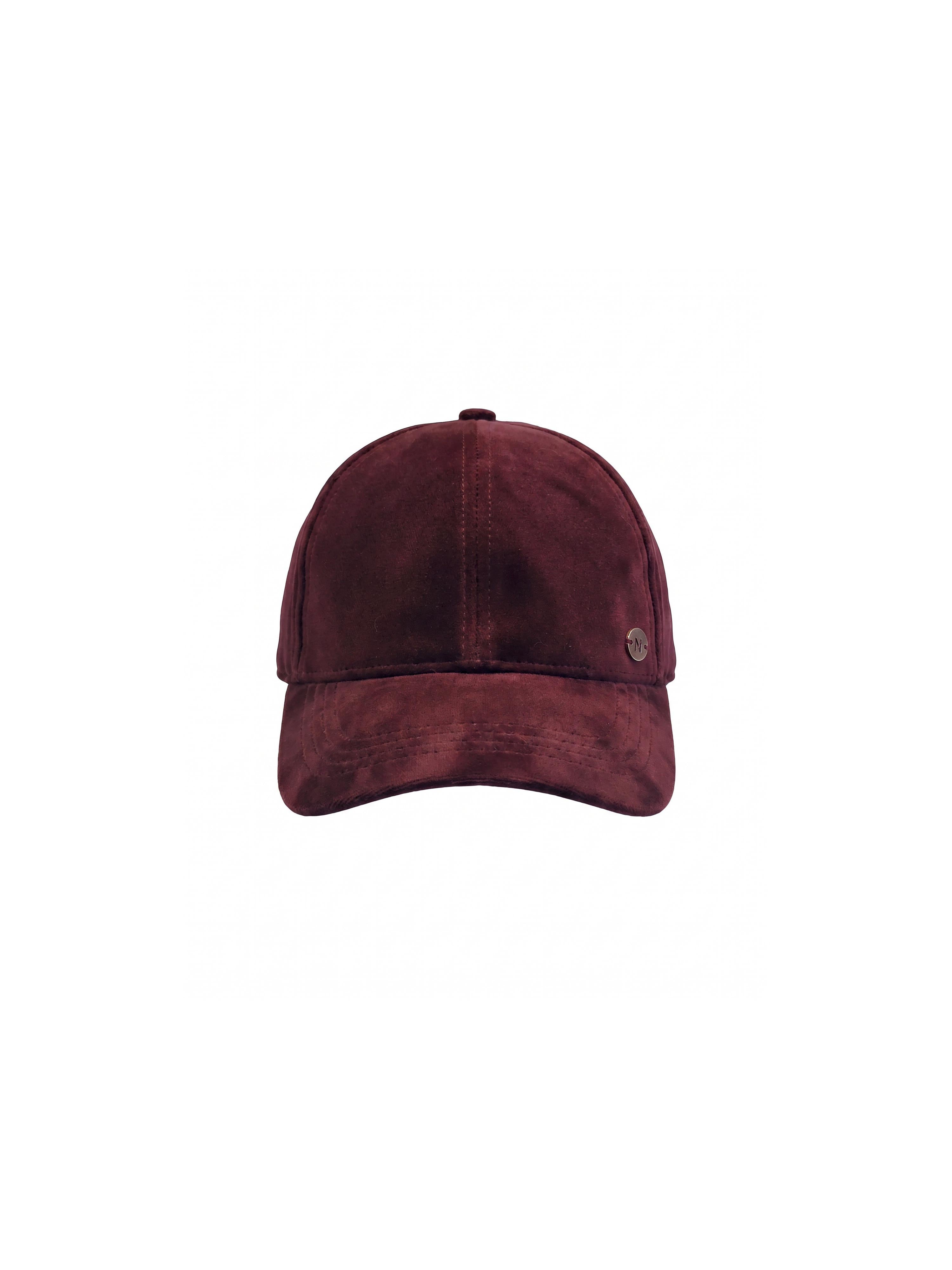 Velvet Baseball Cap-Burgundy