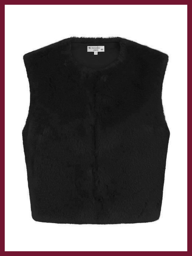 Edelweiss Faux Fur Gilet - Black