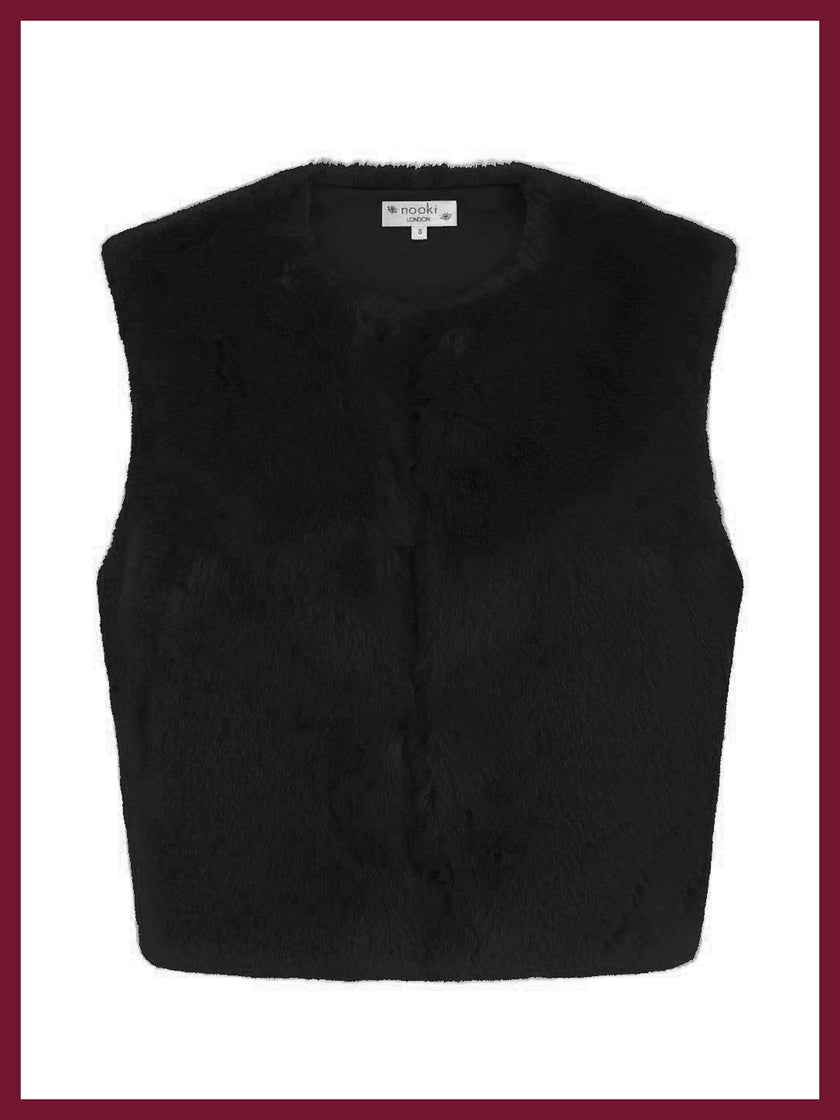 Edelweiss Faux Fur Gilet - Black