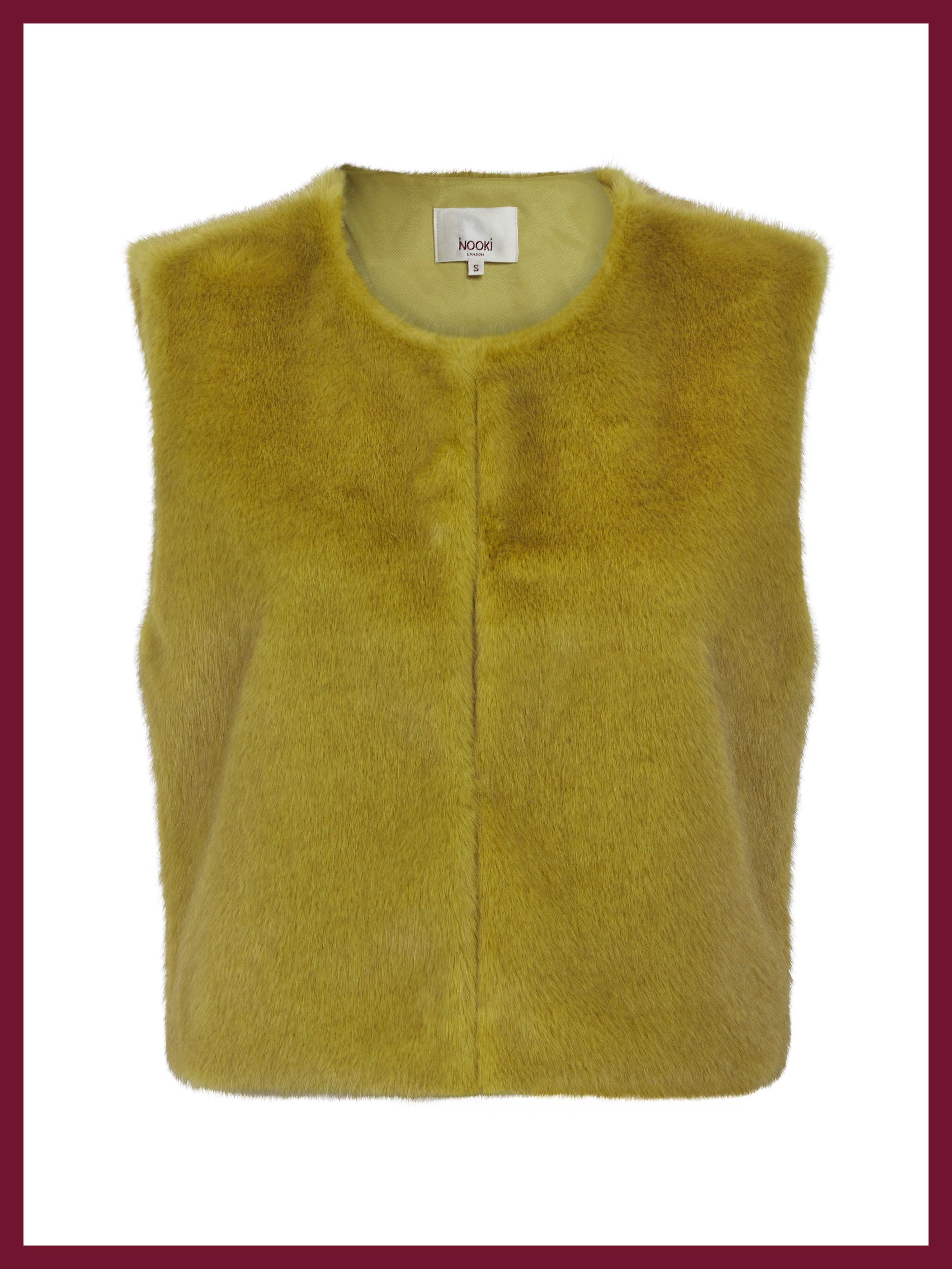Edelweiss Faux Fur Gilet - Chartreuse