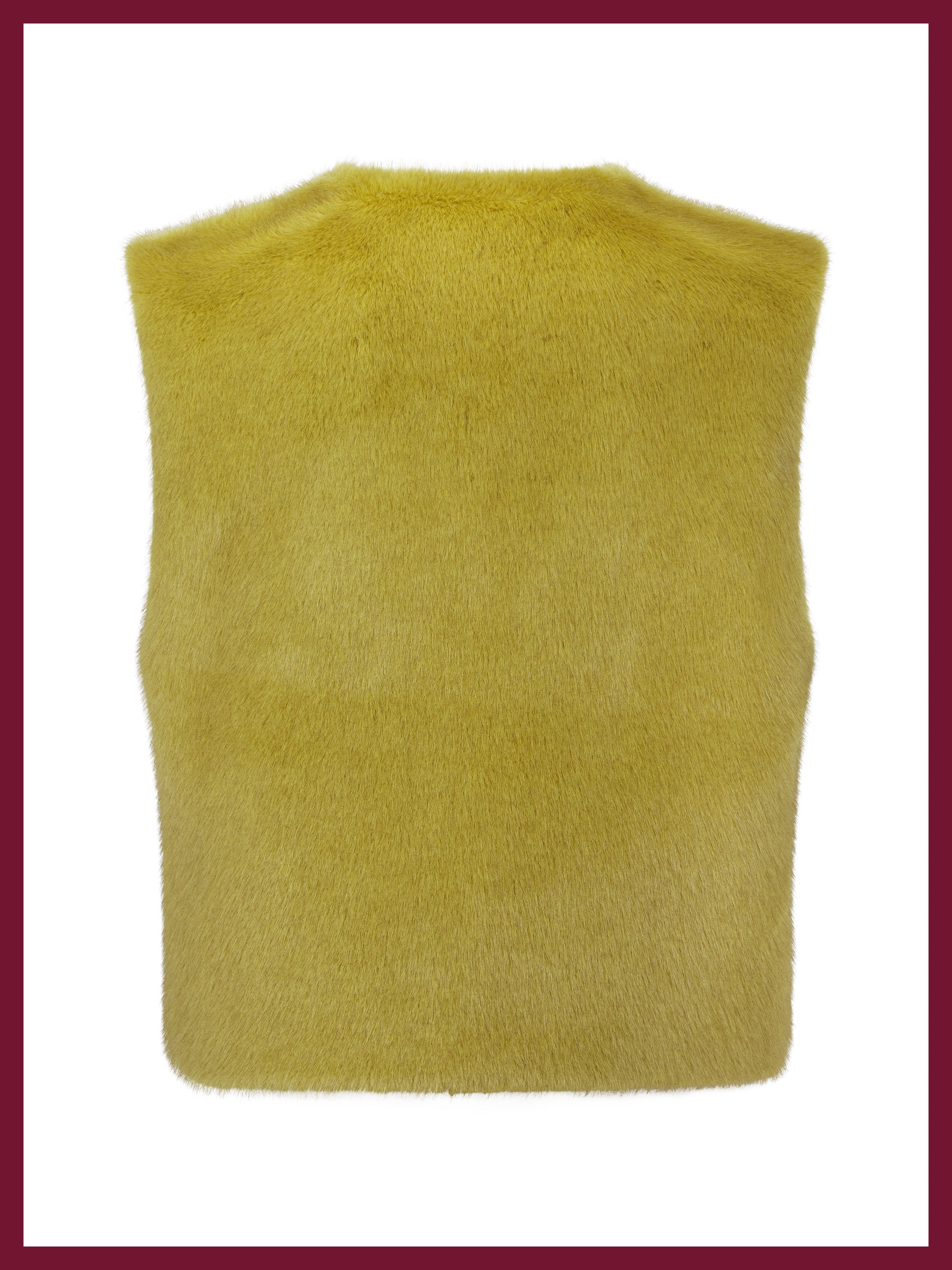 Edelweiss Faux Fur Gilet - Chartreuse