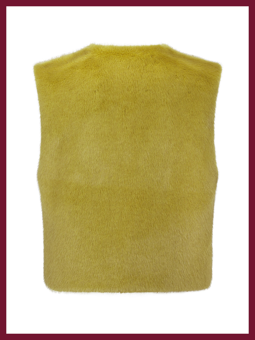 Edelweiss Faux Fur Gilet - Chartreuse