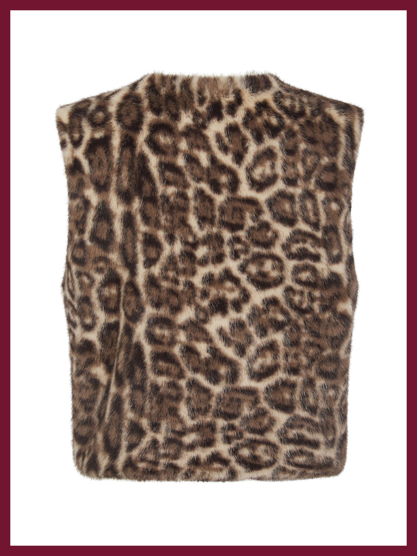 Edelweiss Faux Fur Gilet - Natural Leopard