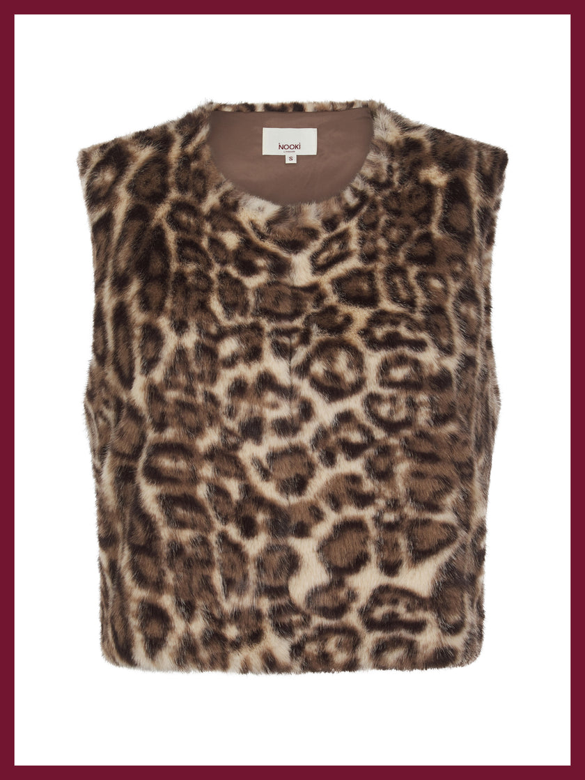 Edelweiss Faux Fur Gilet - Natural Leopard