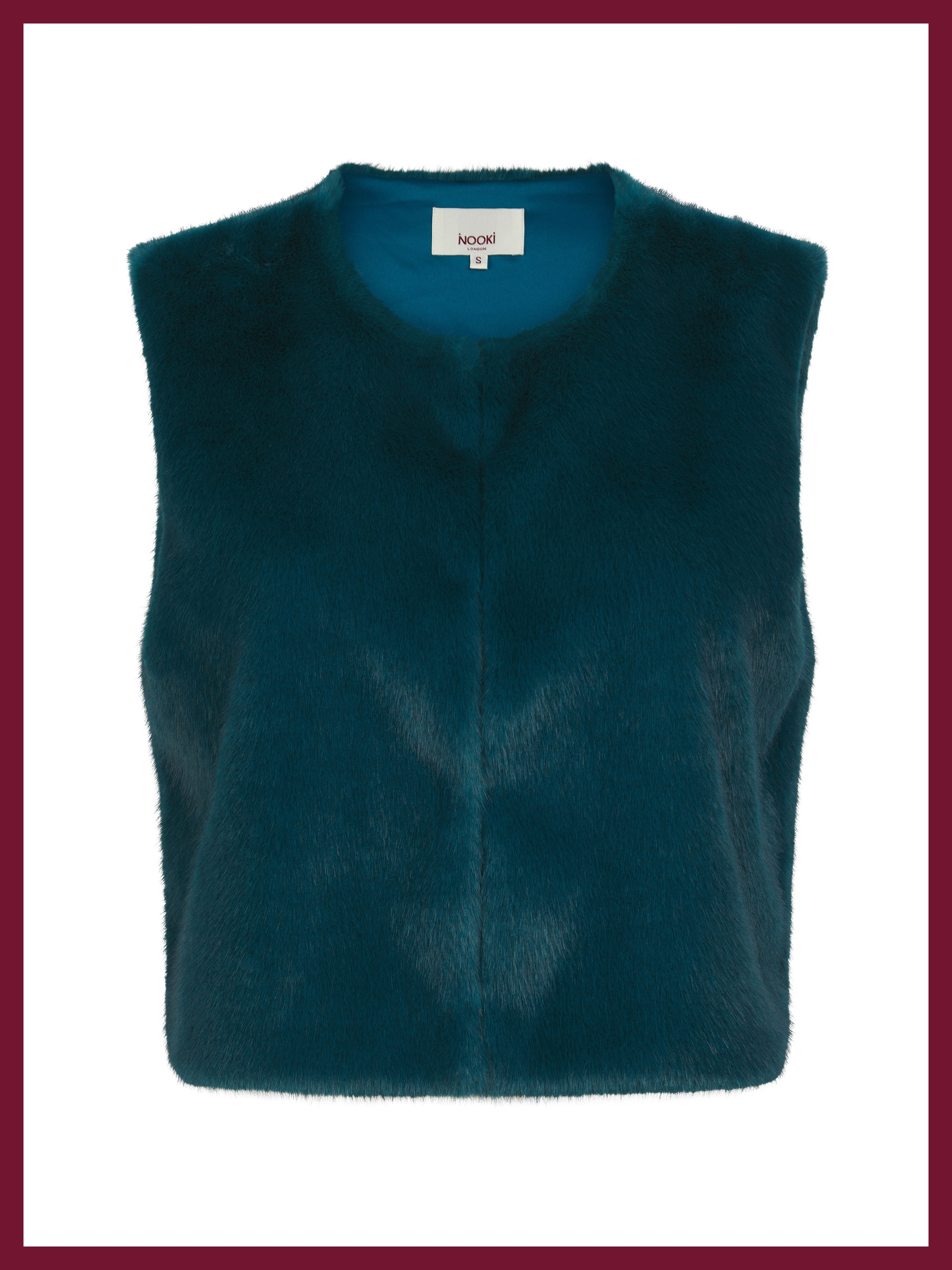 Edelweiss Faux Fur Gilet - Teal