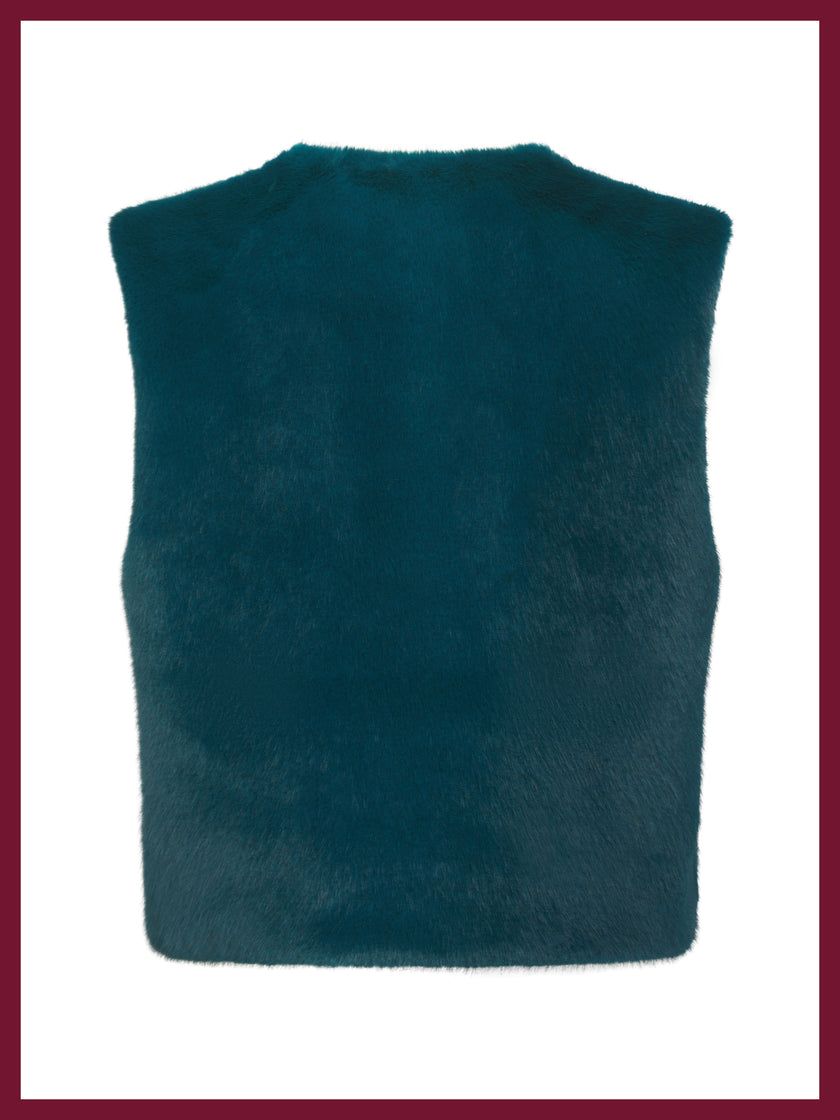 Edelweiss Faux Fur Gilet - Teal