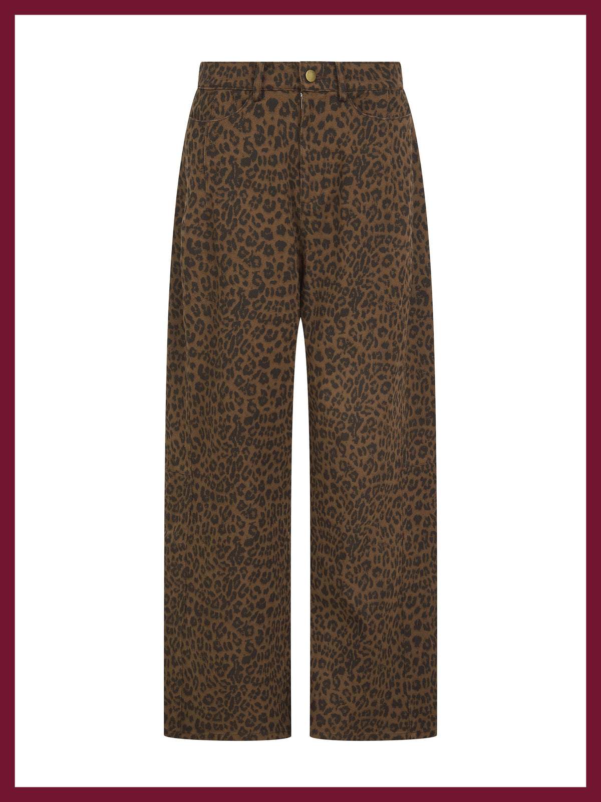 Ditta Leopard Barrel Leg Jeans in Chocolate
