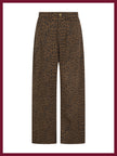 Ditta Leopard Barrel Leg Jeans in Chocolate