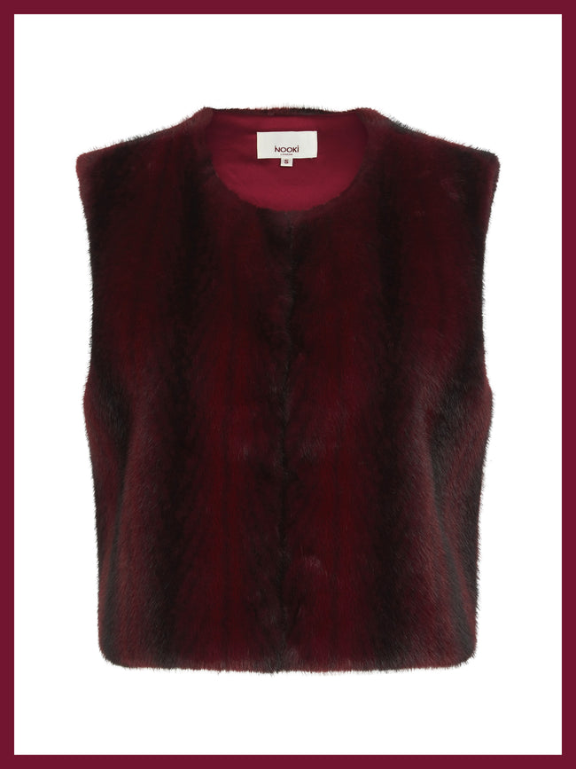 Edelweiss Faux Fur Gilet - Plum Zig Zag