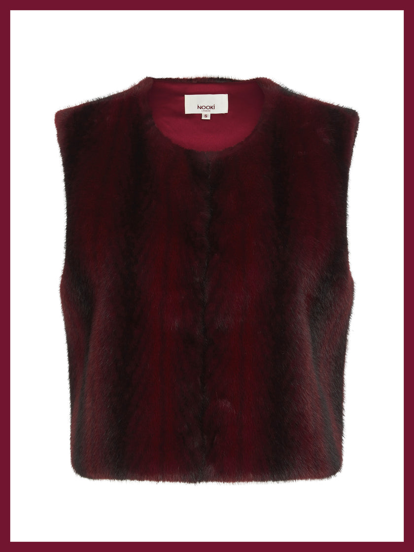 Edelweiss Faux Fur Gilet - Plum Zig Zag