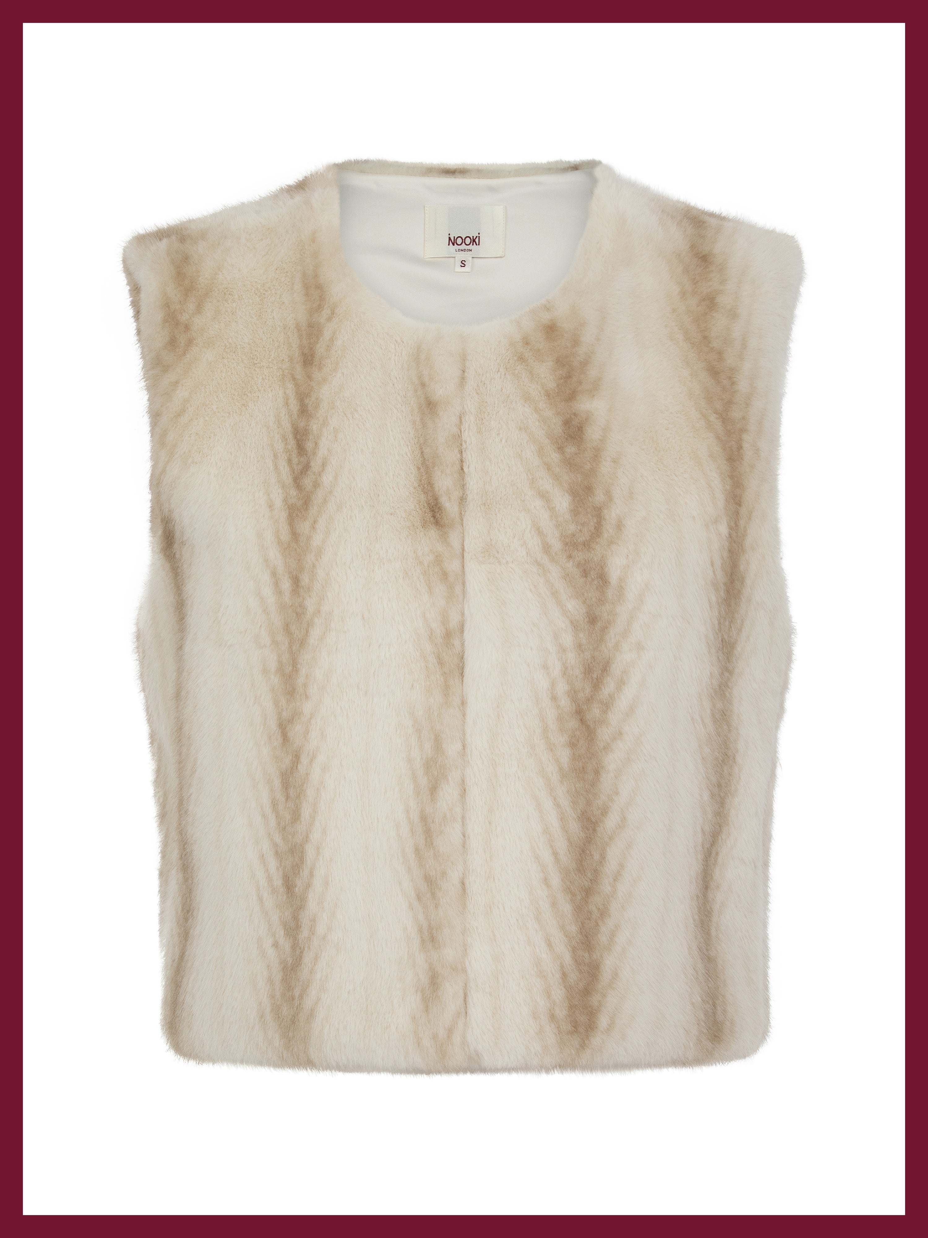 Edelweiss Faux Fur Gilet - Cream Zig Zag