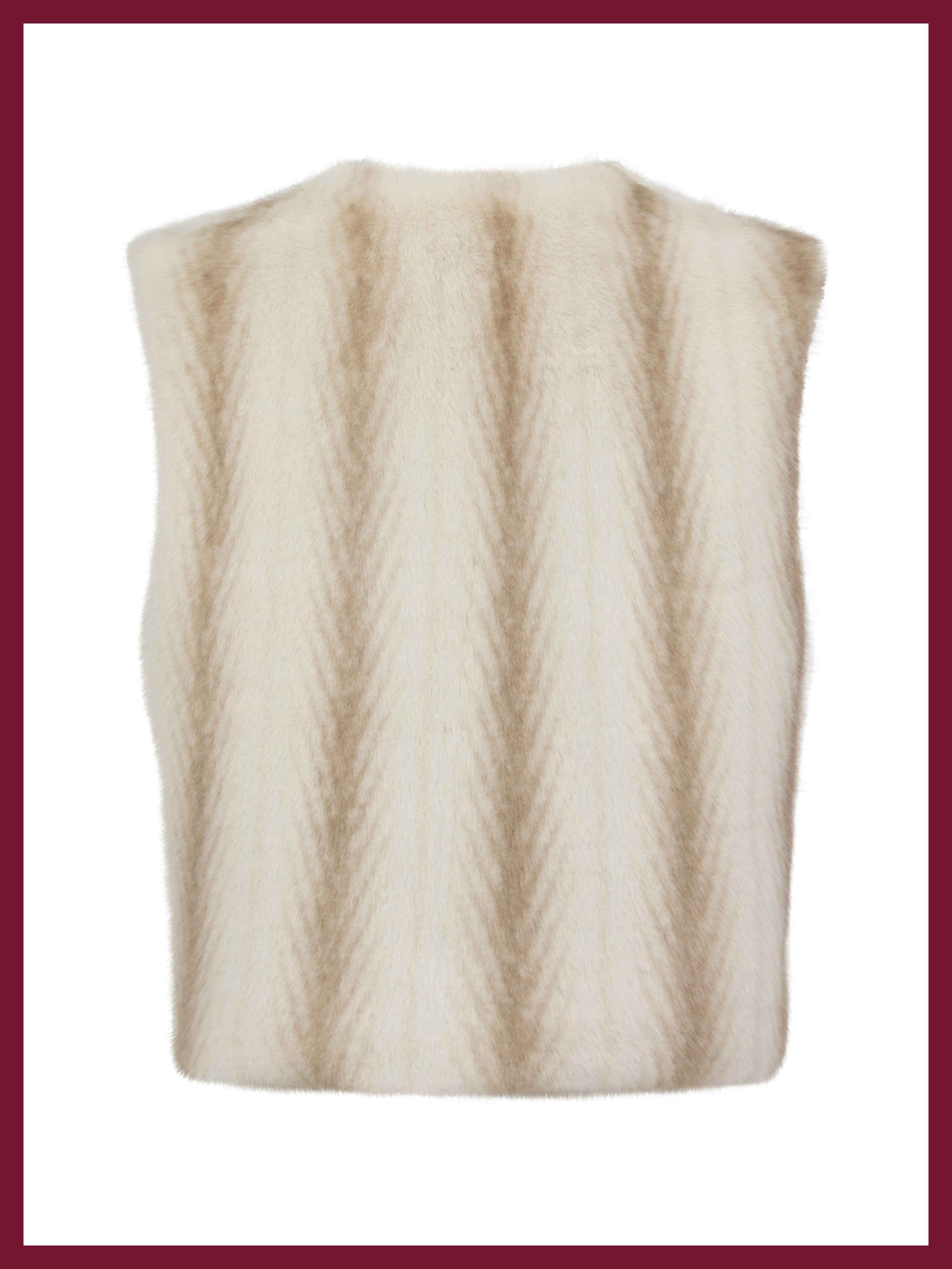 Edelweiss Faux Fur Gilet - Cream Zig Zag
