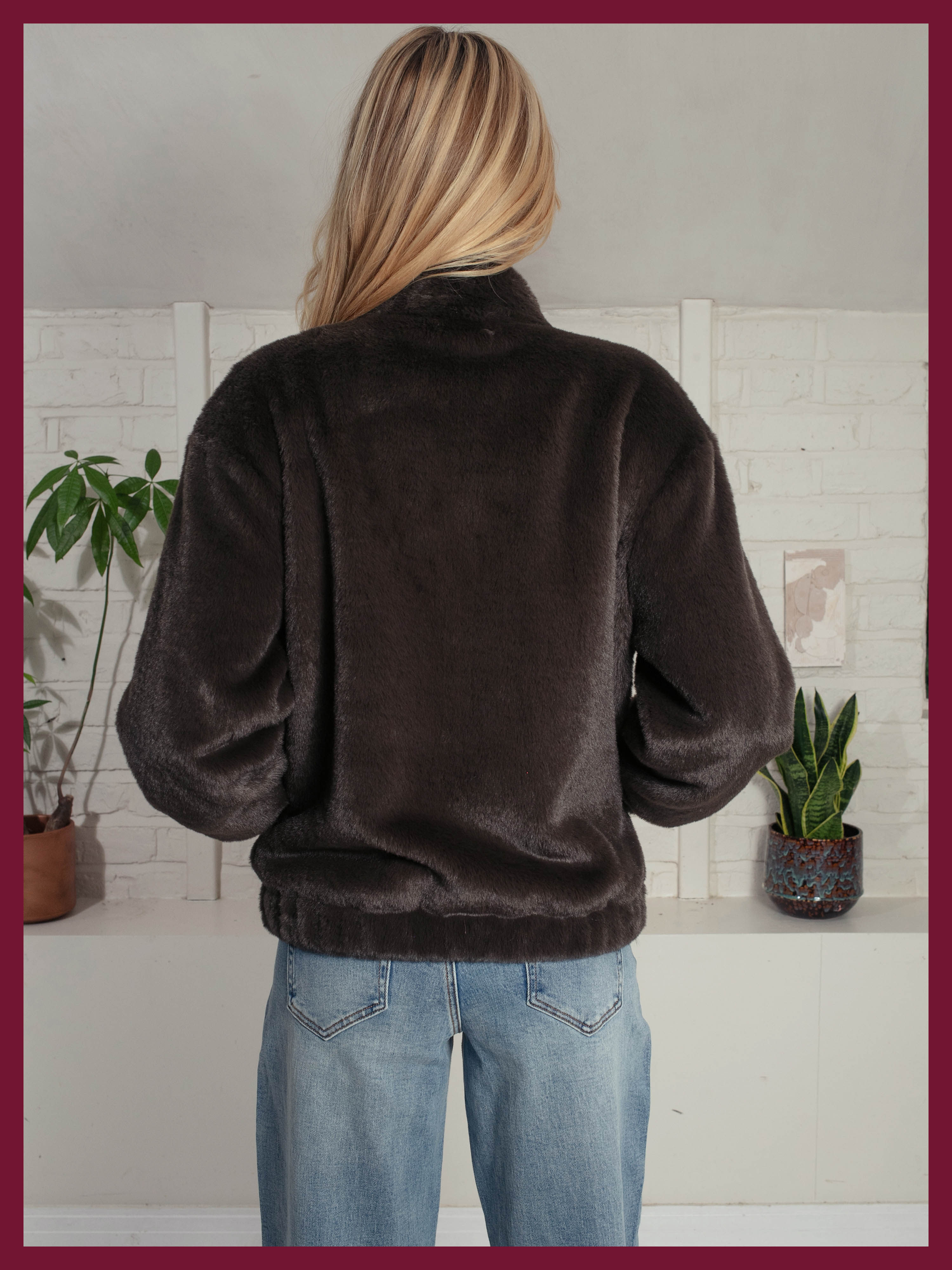 Aubrey Faux Fur Jacket In Khaki