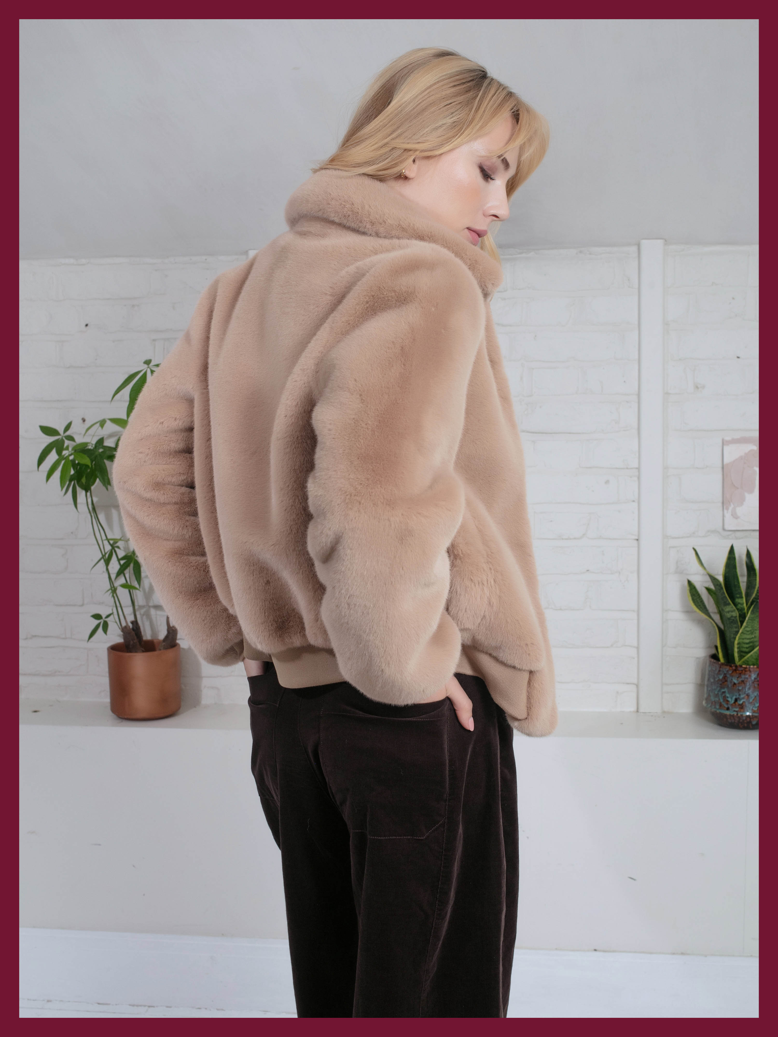 Beatrix Faux Fur Bomber In Camel