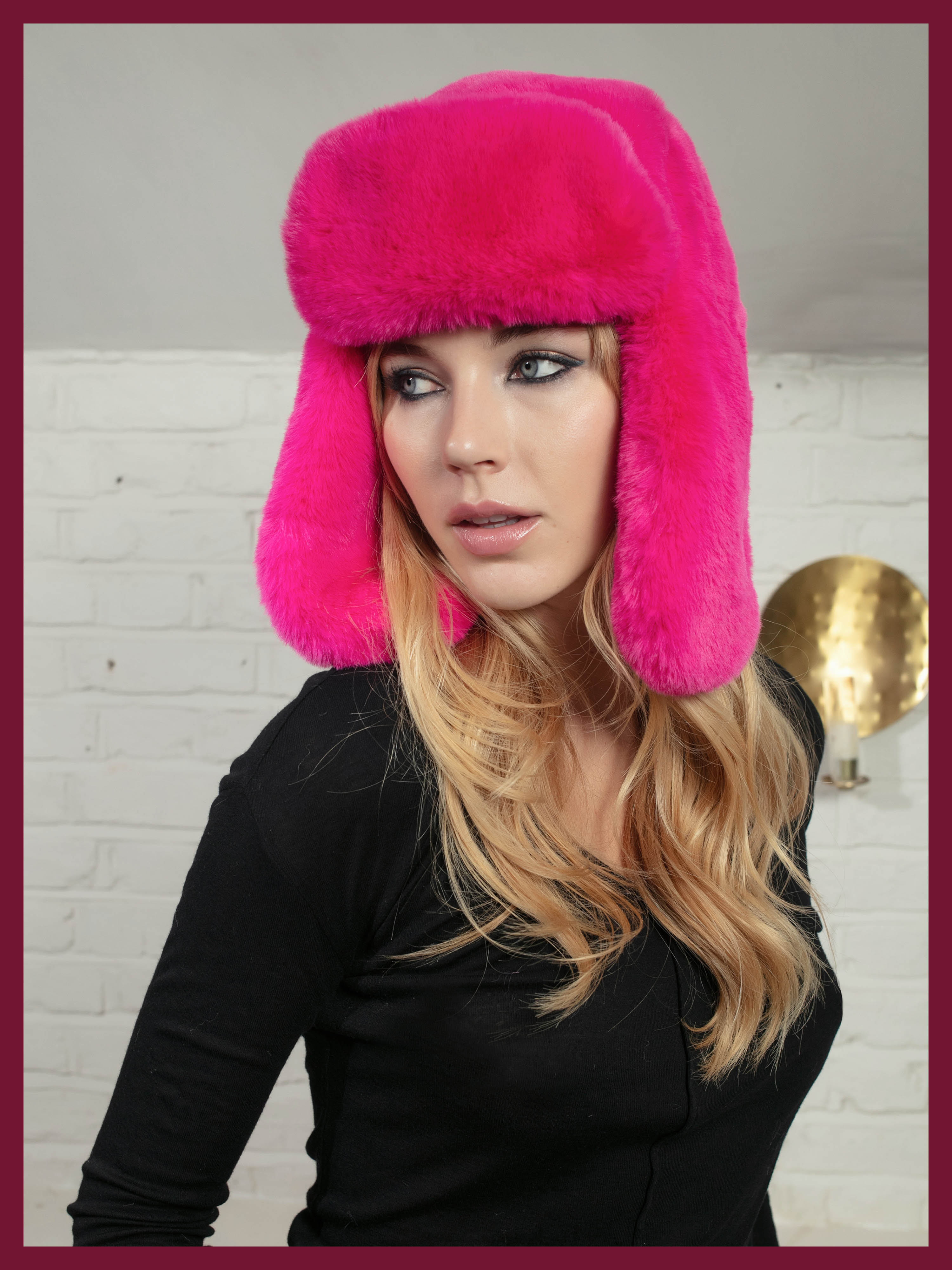 AW25 Billie Faux Fur Trapper-Fuchsia