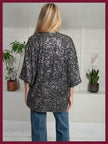 Gunmetal women's sequin jacket with kimono silhouette
