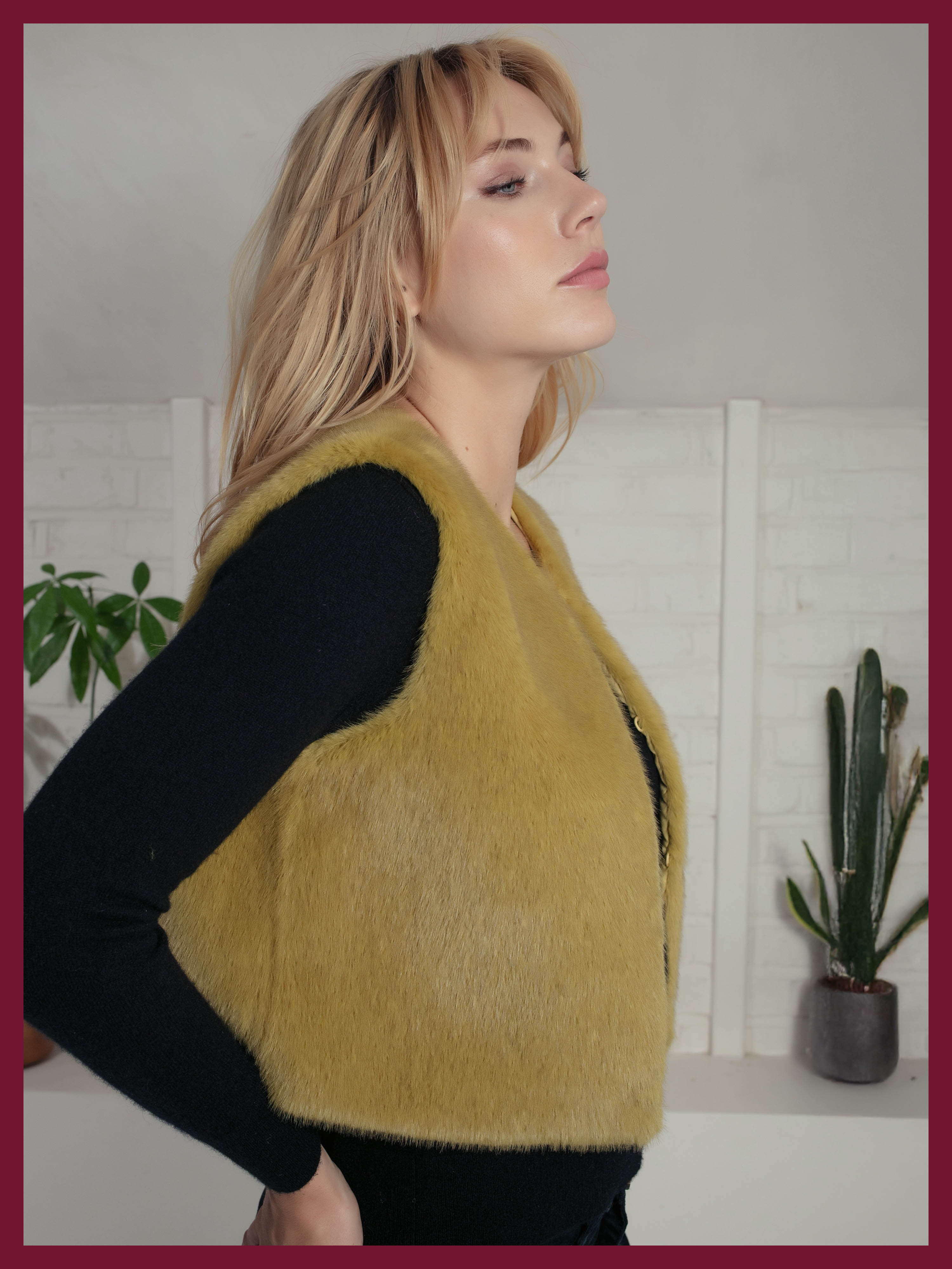 Edelweiss Faux Fur Gilet - Chartreuse