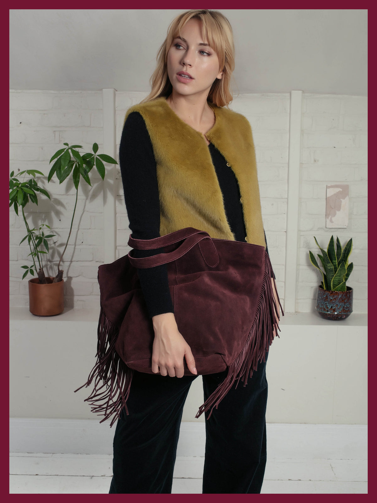 Edelweiss Faux Fur Gilet - Chartreuse