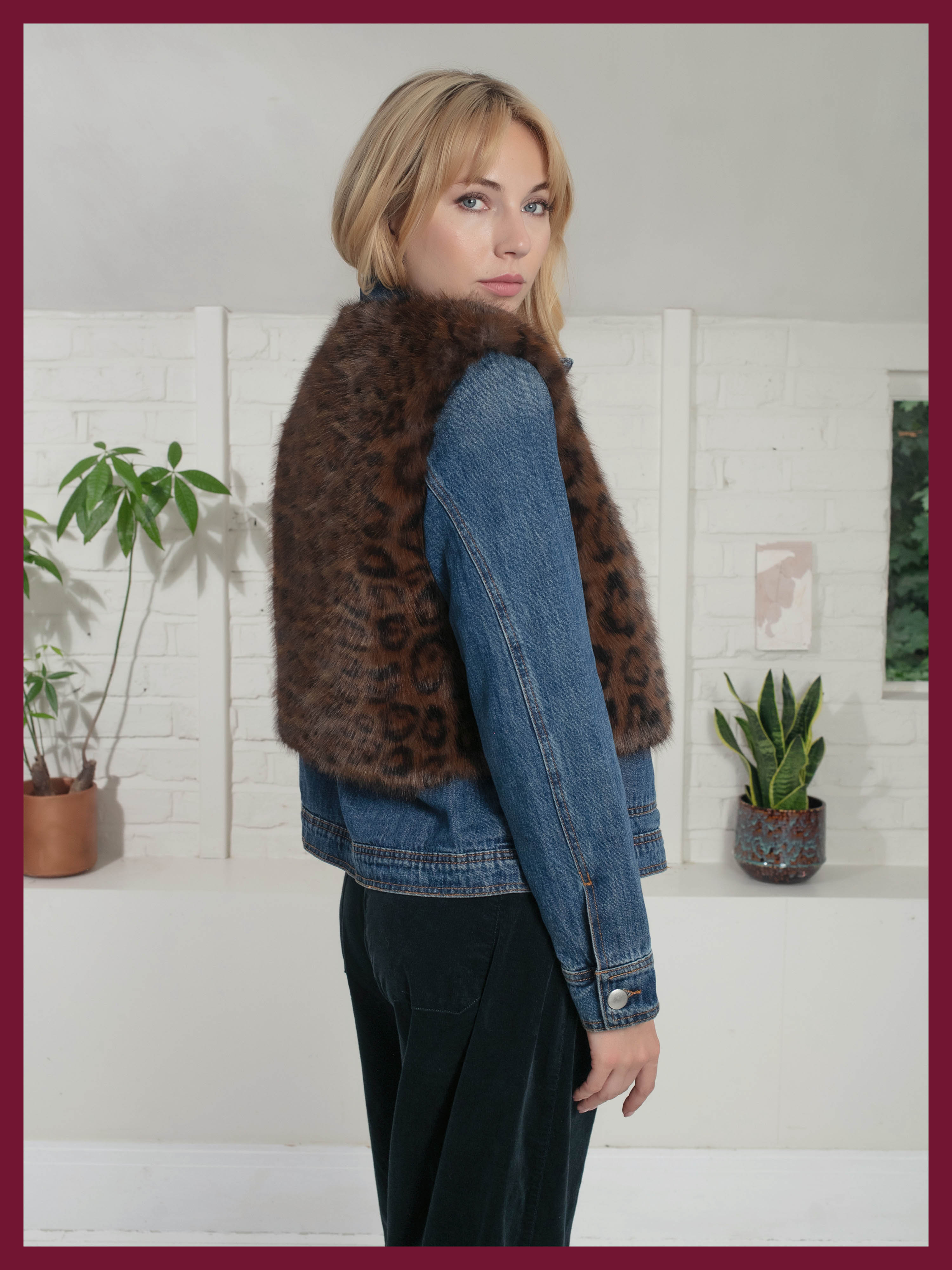 Edelweiss Faux Fur Gilet - Chocolate Leopard