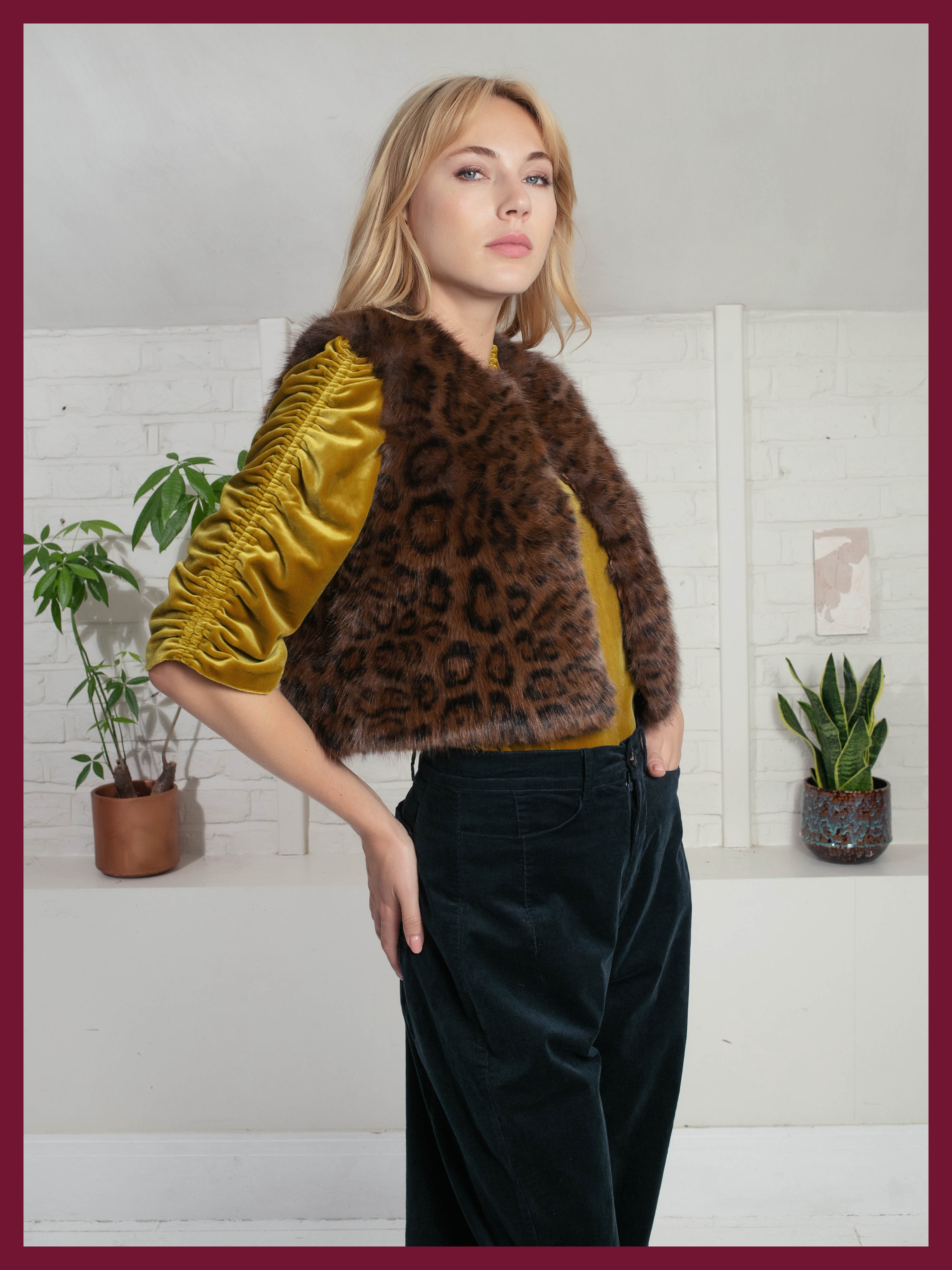 Edelweiss Faux Fur Gilet - Chocolate Leopard
