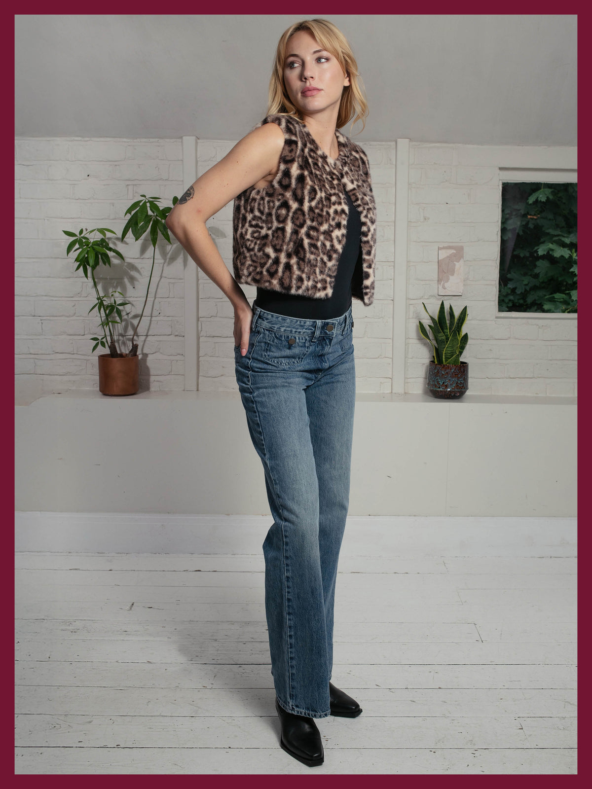 Edelweiss Faux Fur Gilet - Natural Leopard