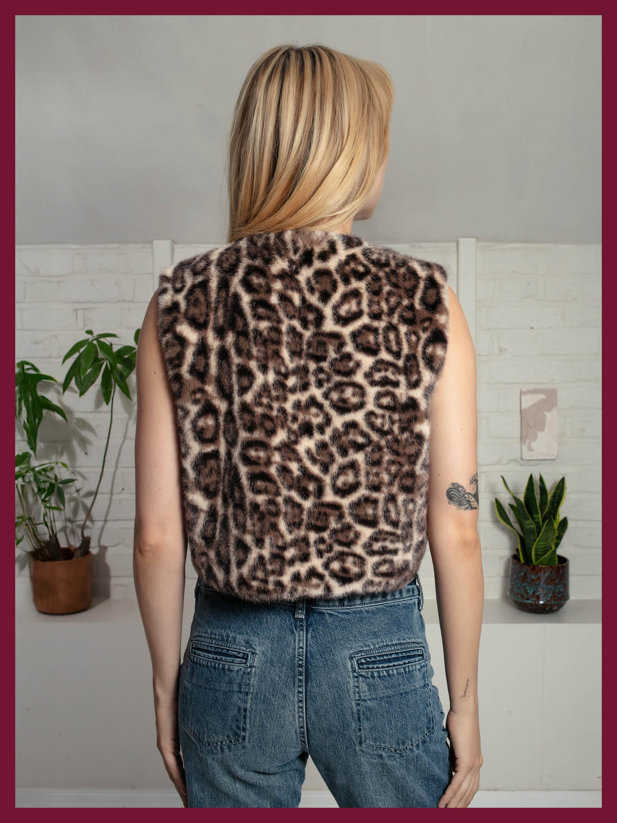 Edelweiss Faux Fur Gilet - Natural Leopard