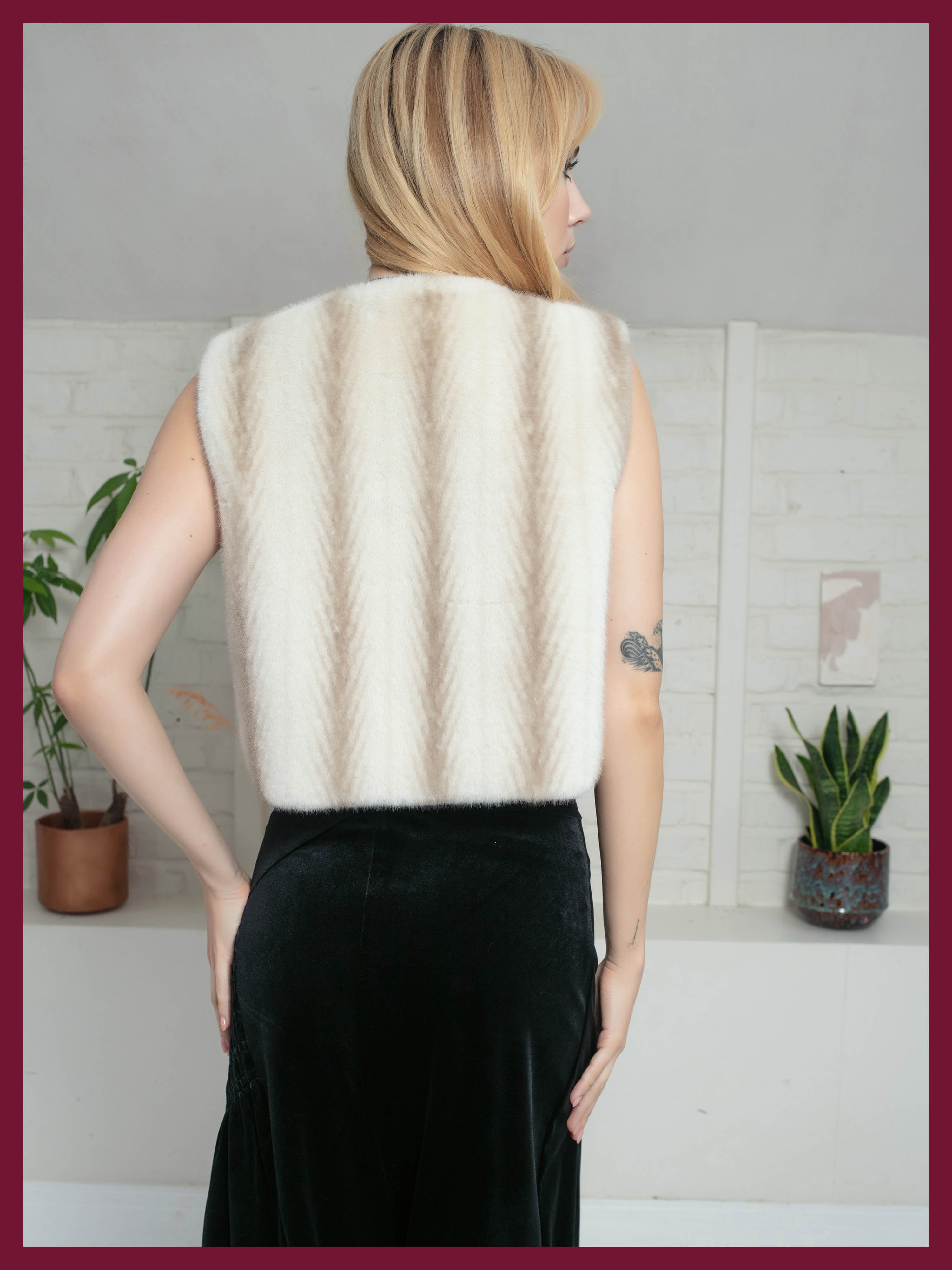 Edelweiss Faux Fur Gilet - Cream Zig Zag