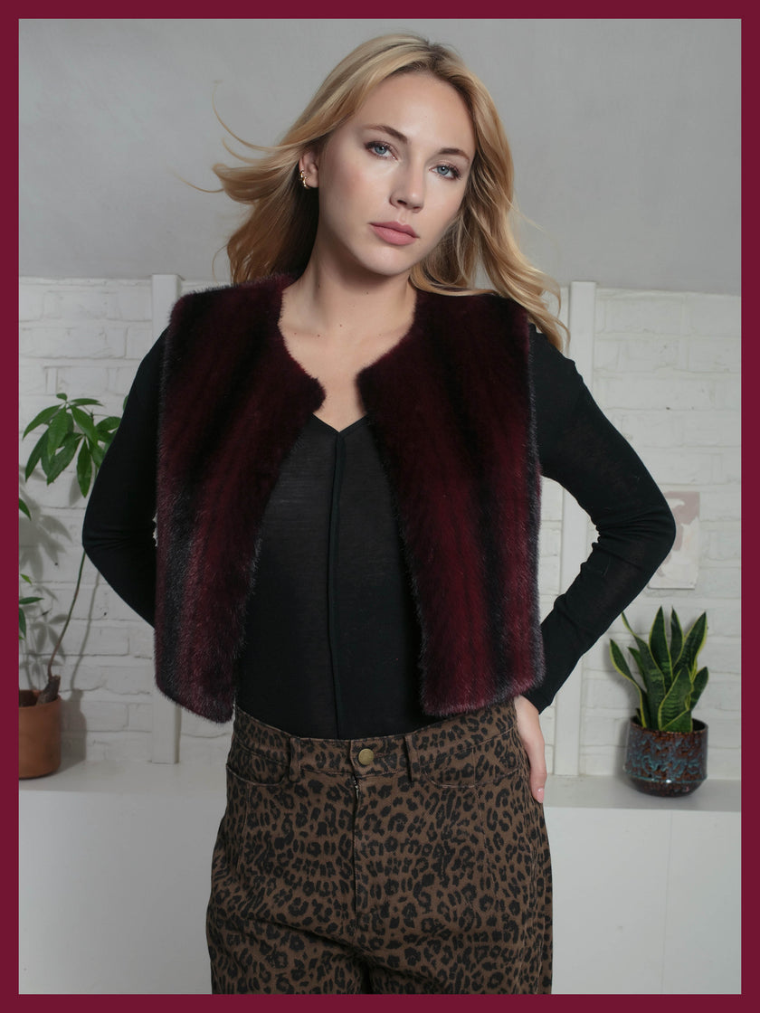 Edelweiss Faux Fur Gilet - Plum Zig Zag