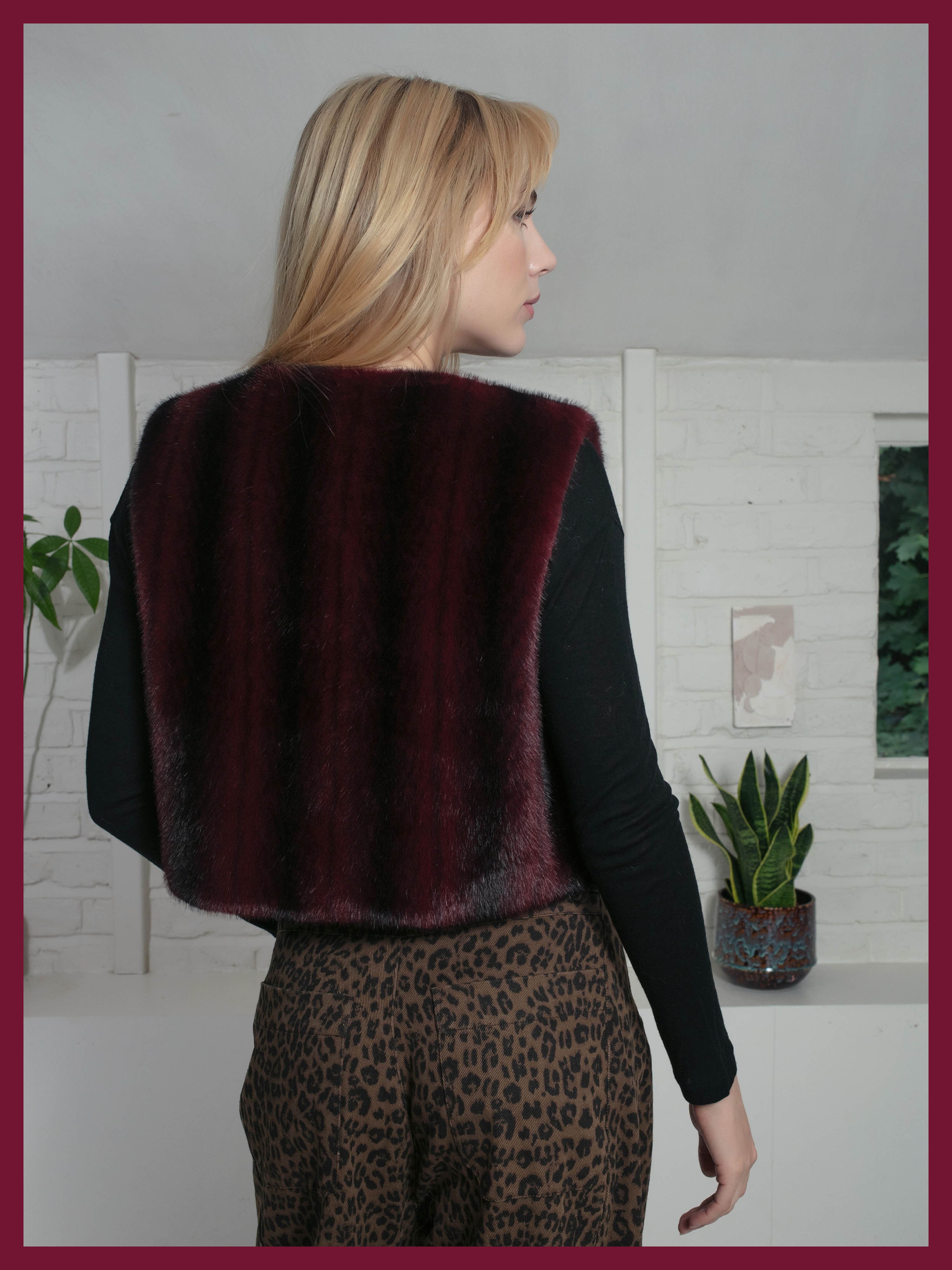 Edelweiss Faux Fur Gilet - Plum Zig Zag