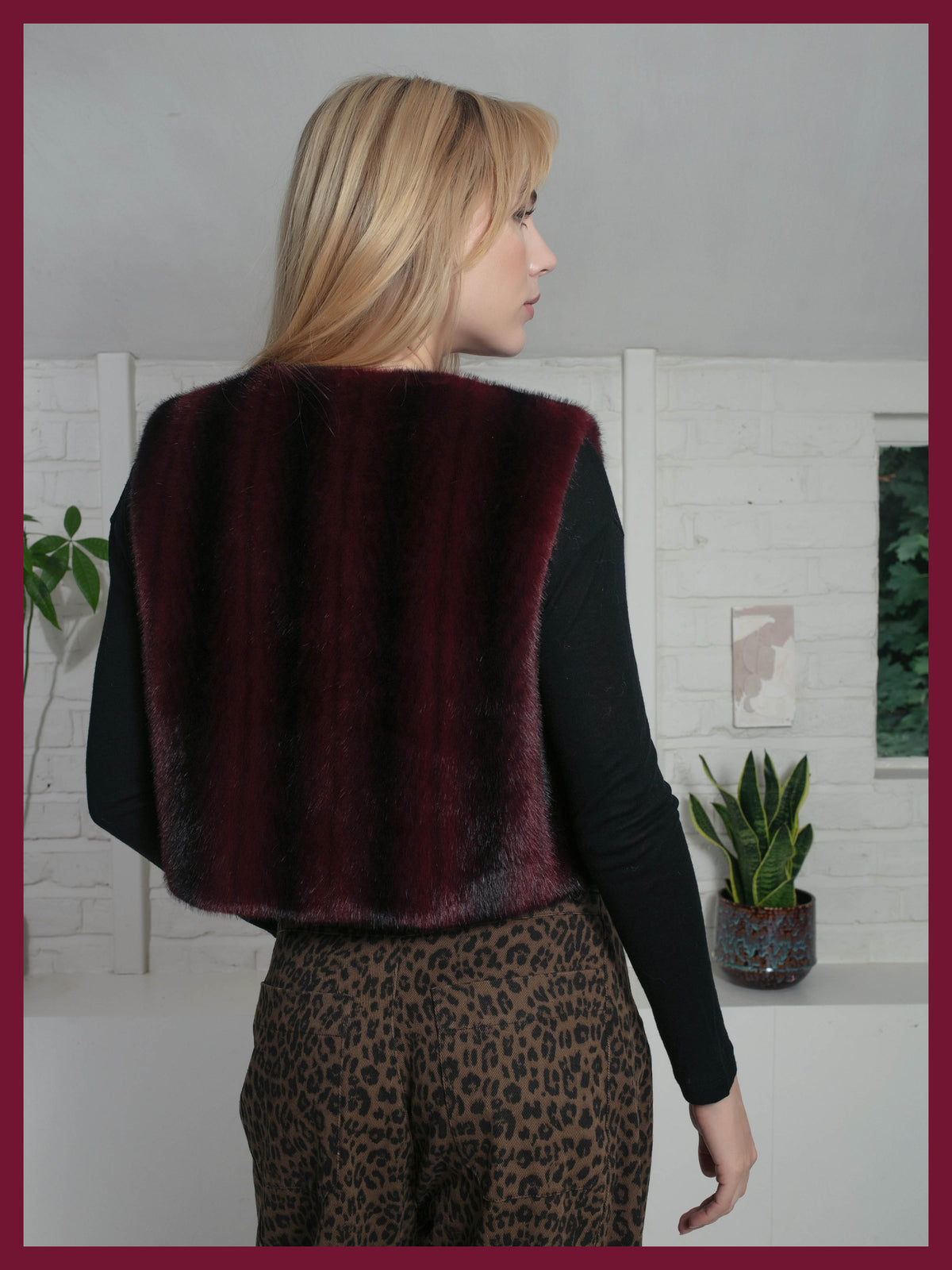 Edelweiss Faux Fur Gilet - Plum Zig Zag
