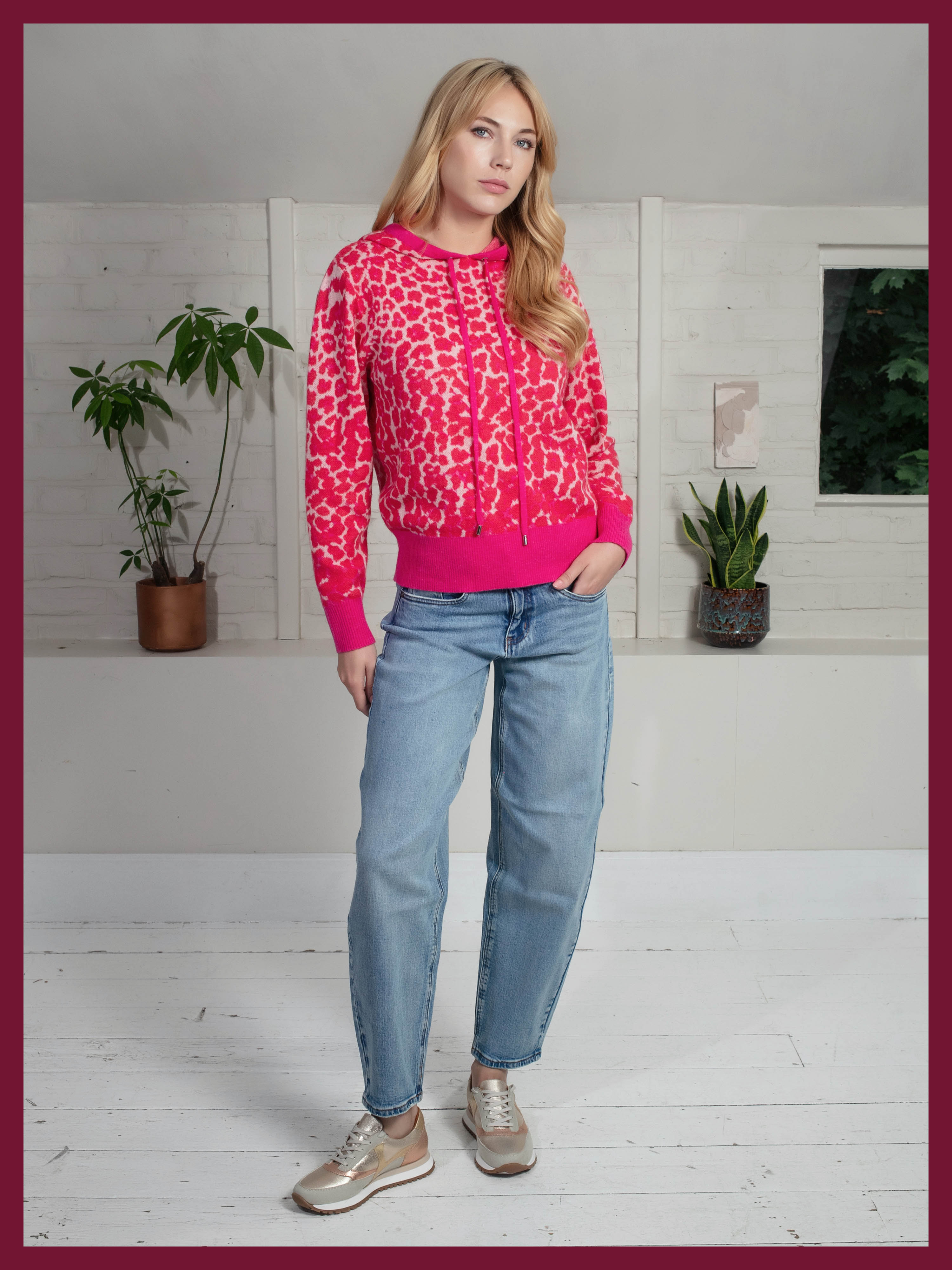Leopard Norwood Hoodie in Pink