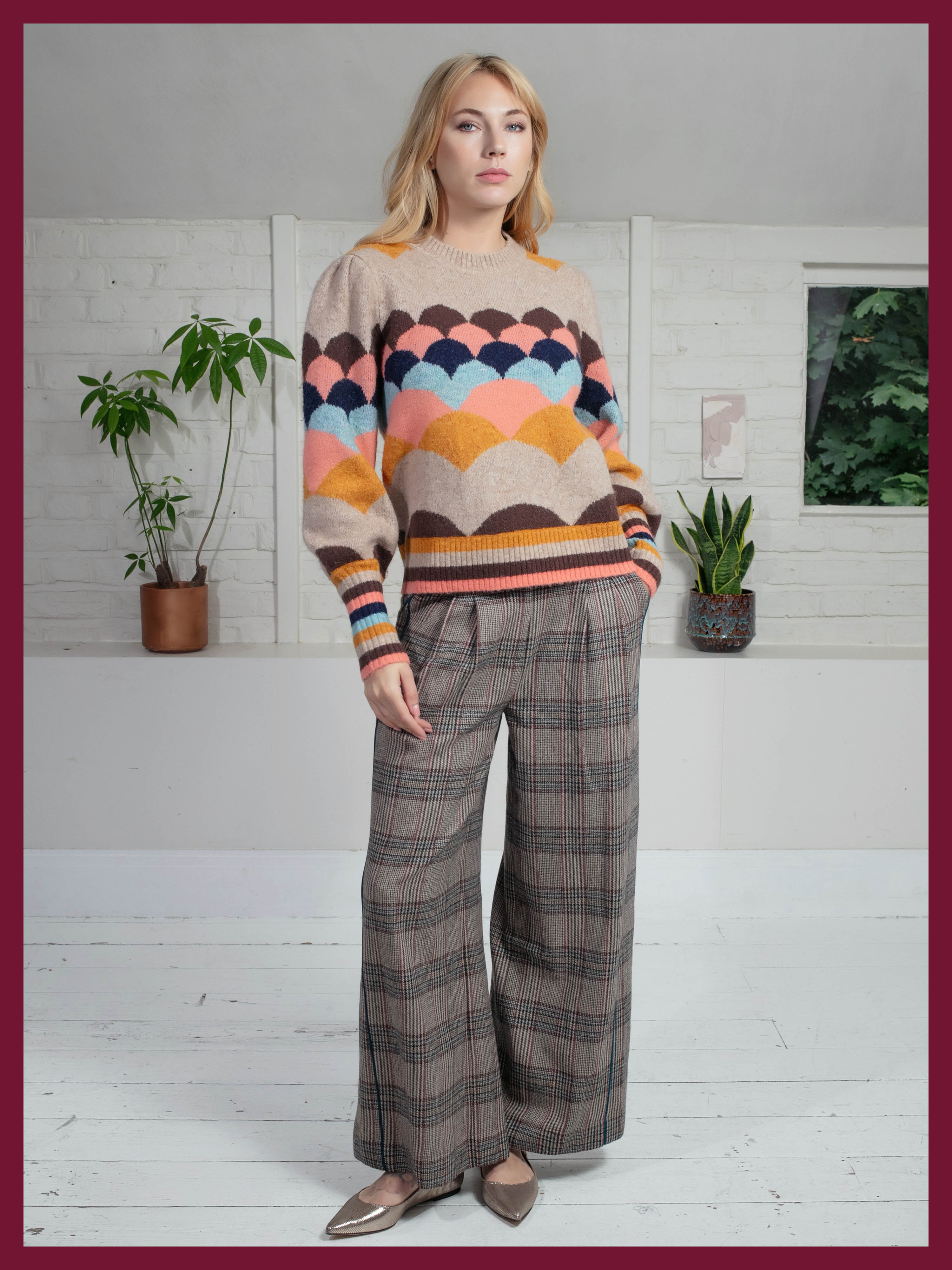Mabel Scallop Pattern Jumper in Brown