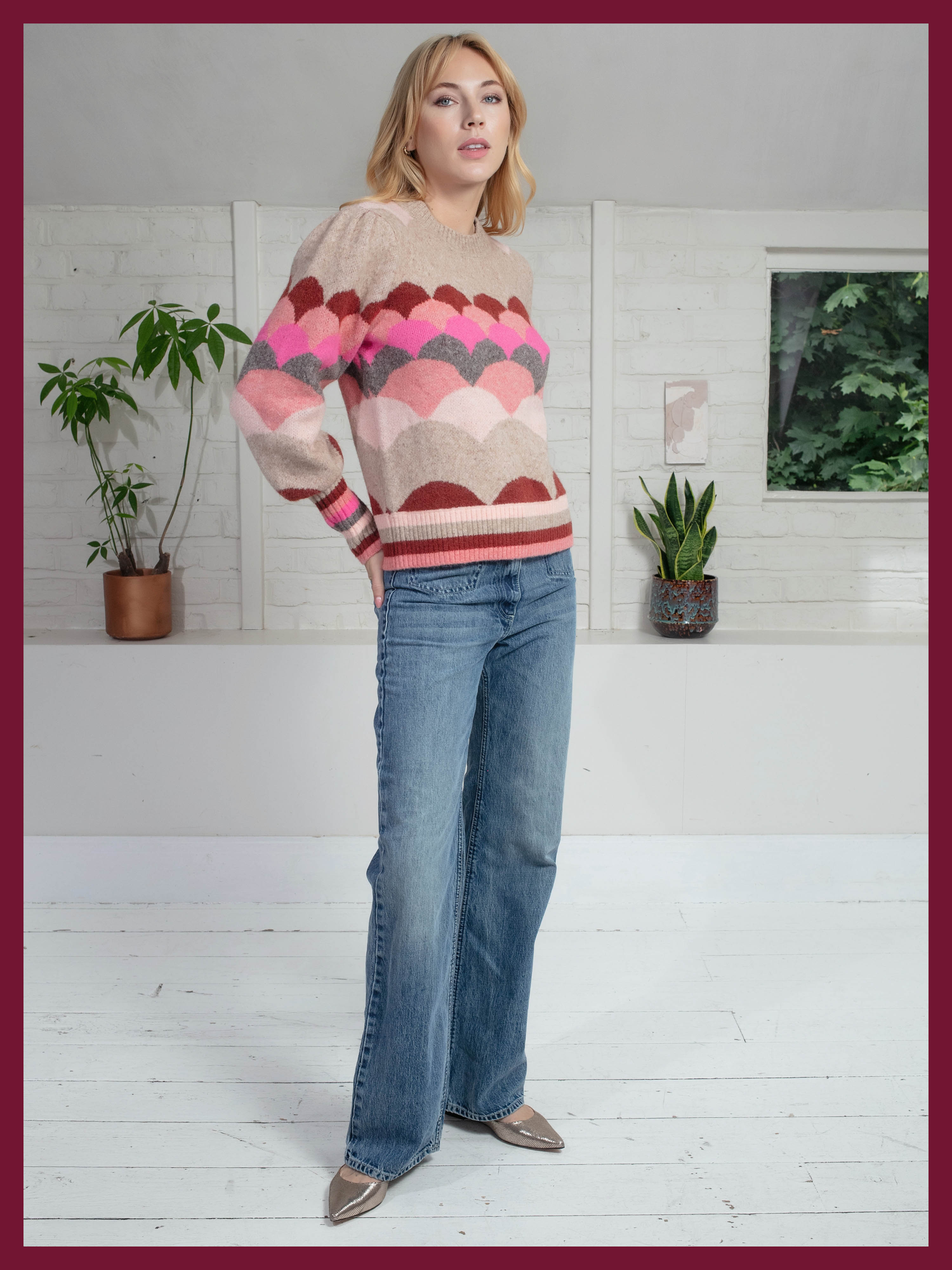 Mabel Scallop Pattern Jumper in Pink