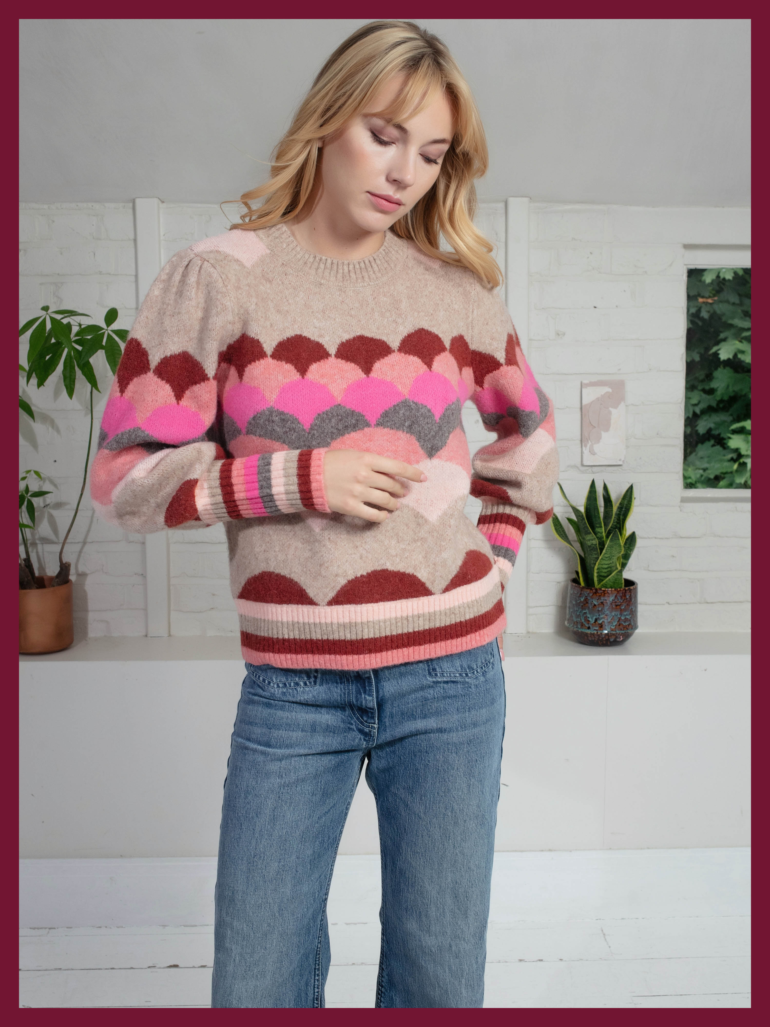 Mabel Scallop Pattern Jumper in Pink