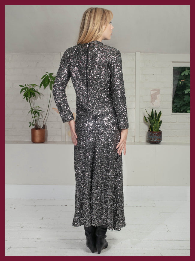 Gunmetal sequin skirt for women's evening and occasionwear