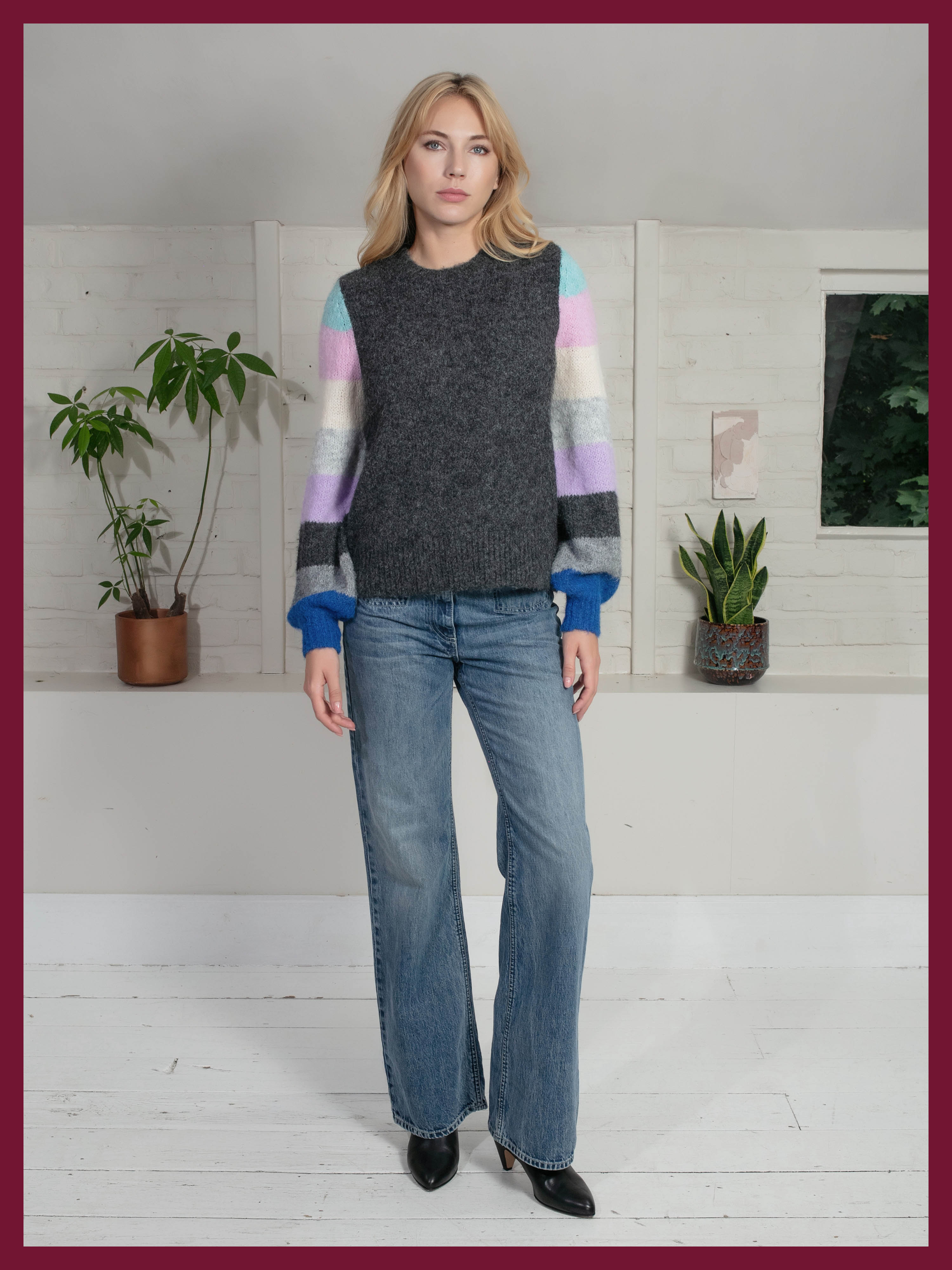 Morgan Supersoft Striped Cuff Jumper in Blue