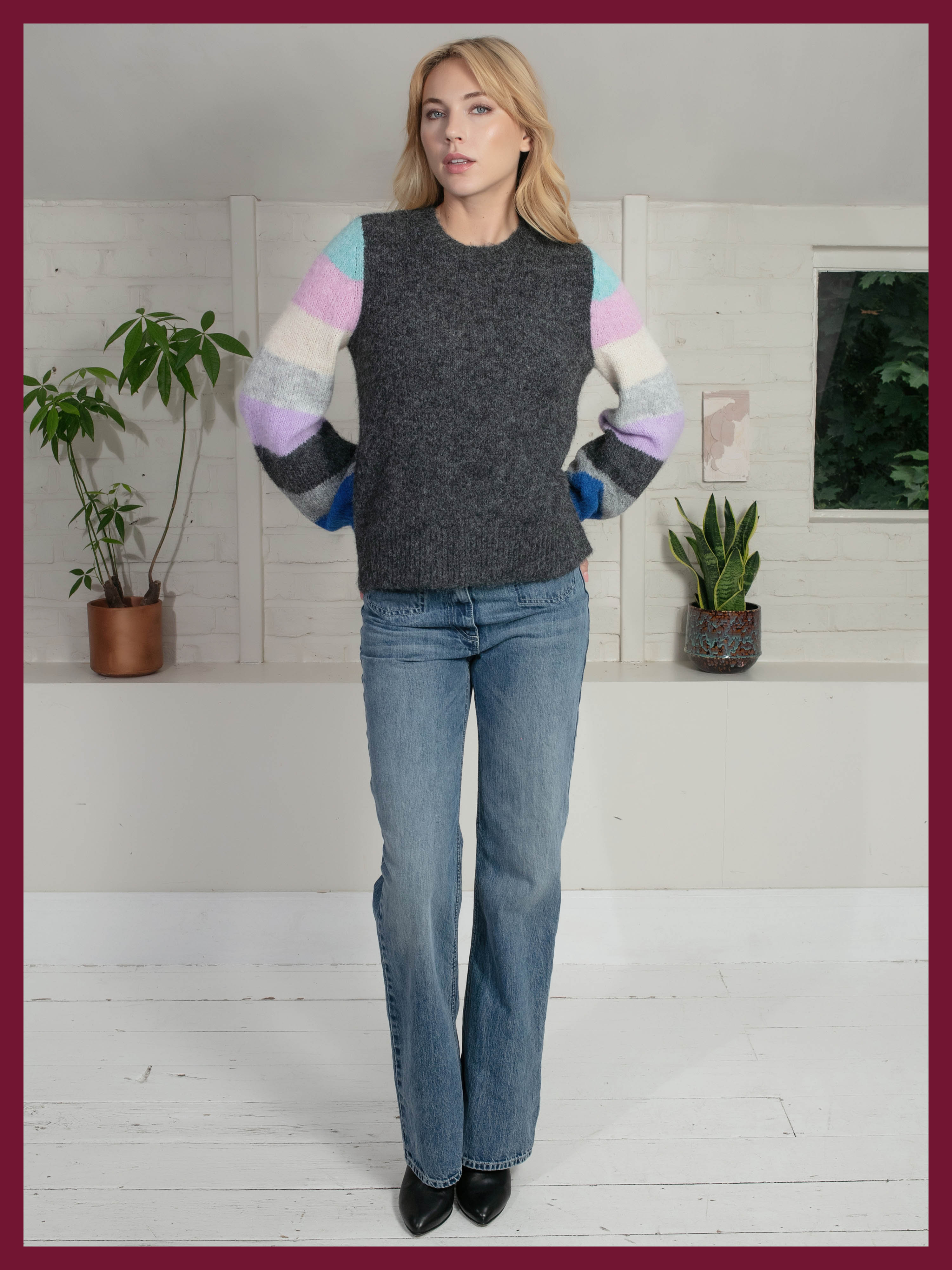 Morgan Supersoft Striped Cuff Jumper in Blue