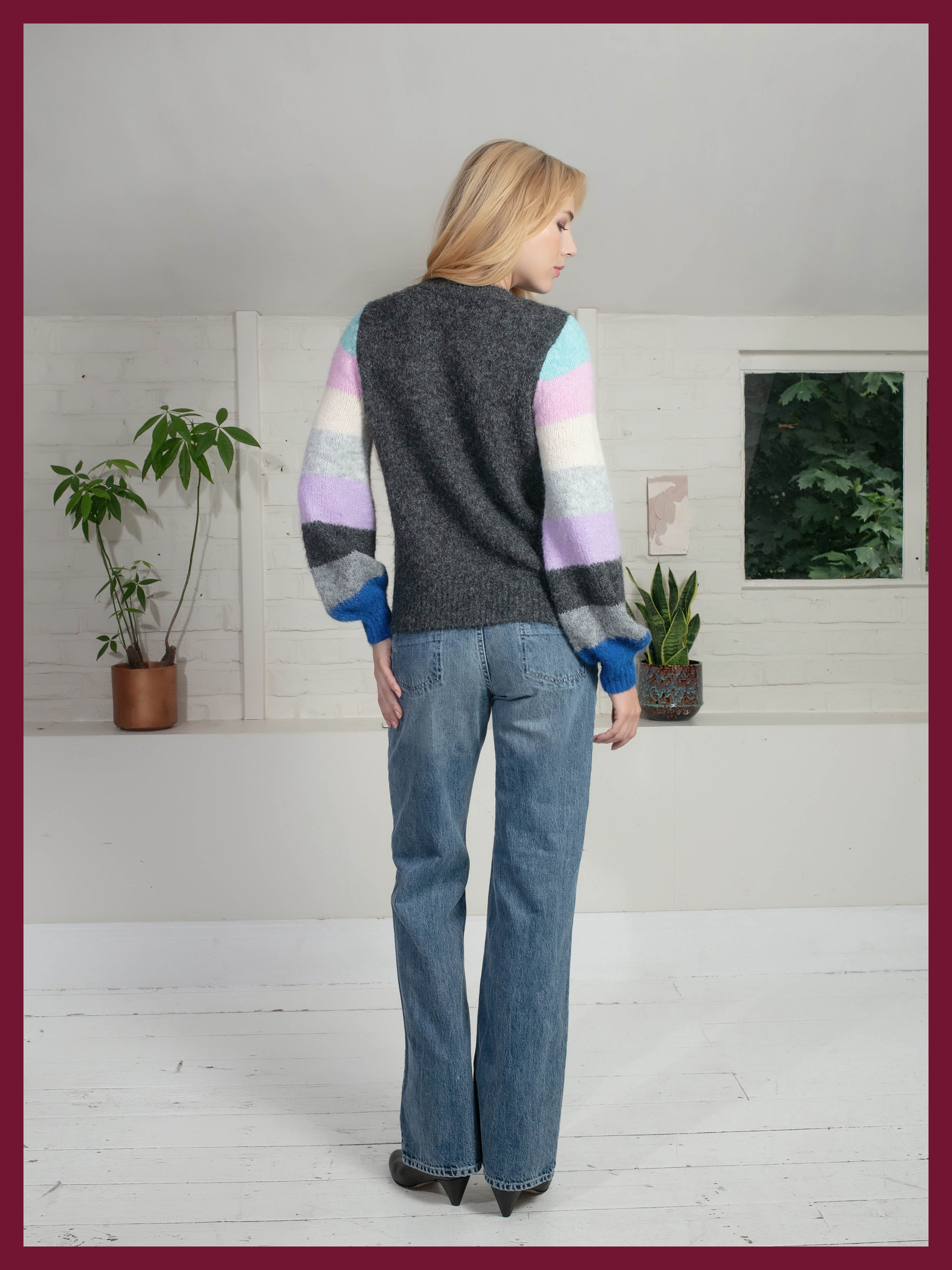 Morgan Supersoft Striped Cuff Jumper in Blue