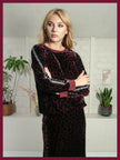 Penelope Velvet Sweater in Plum Leopard