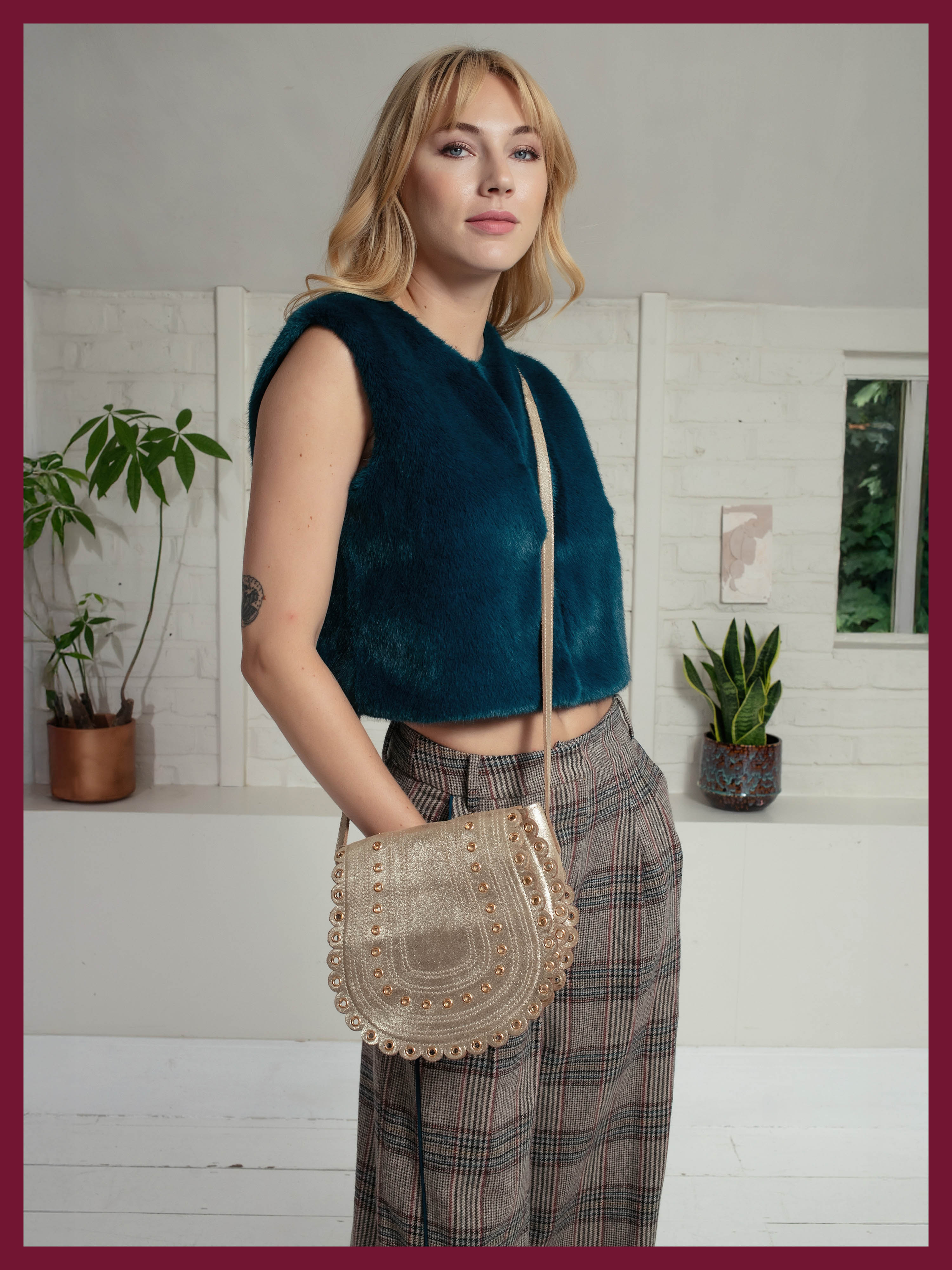 Edelweiss Faux Fur Gilet - Teal
