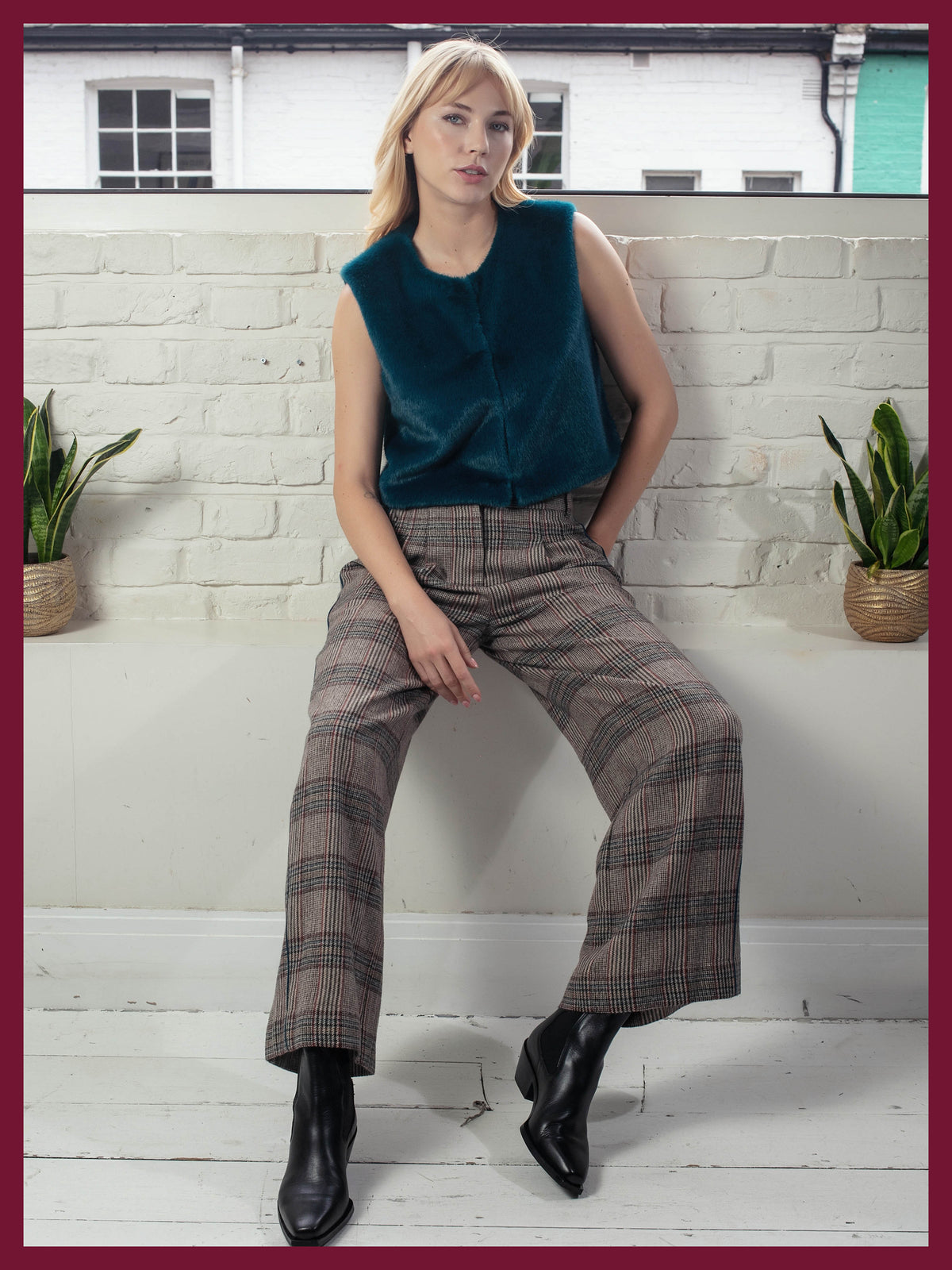 Edelweiss Faux Fur Gilet - Teal